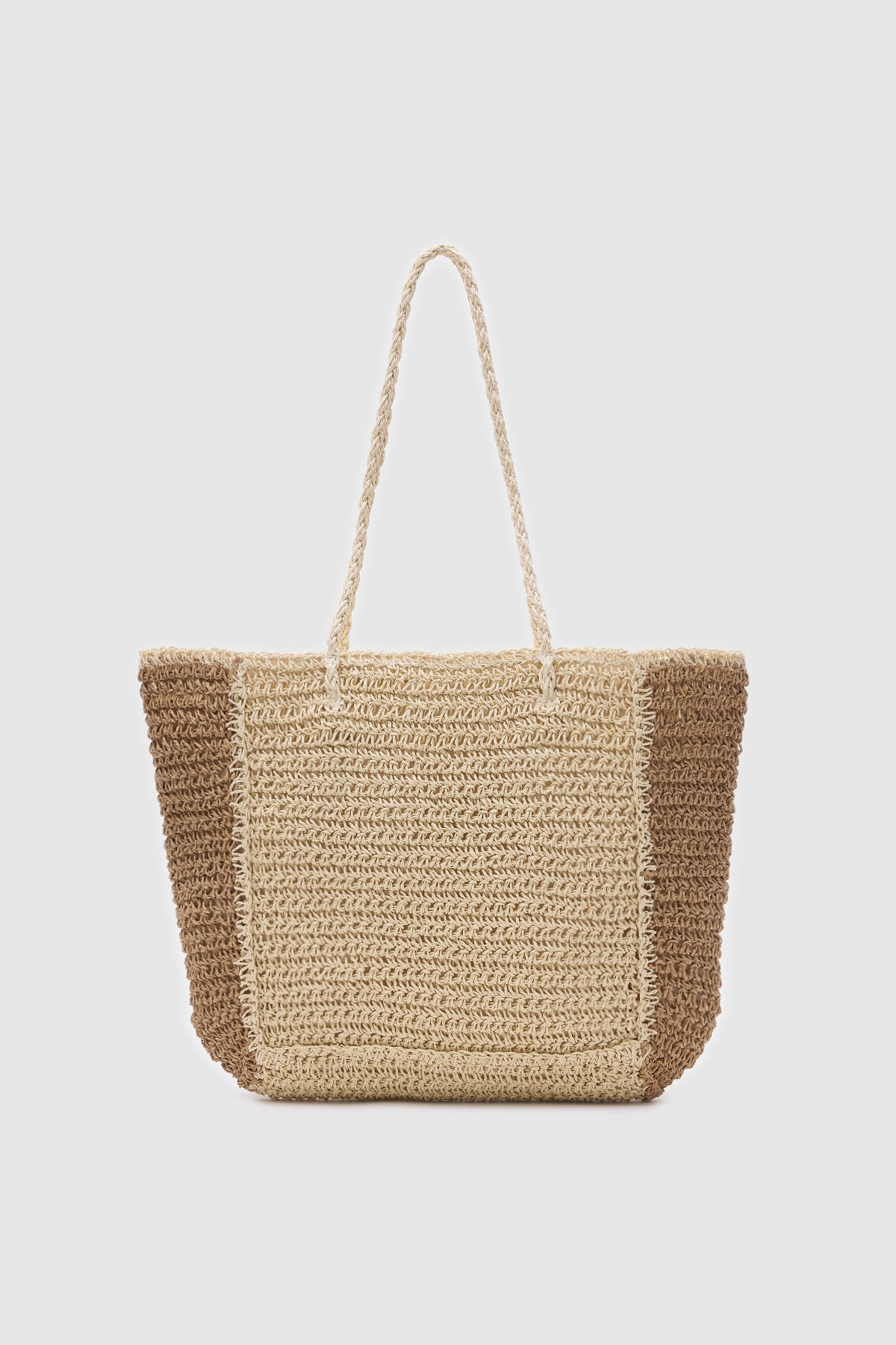 Oggo Bej Örgü Saplı Hasır Omuz Çantası