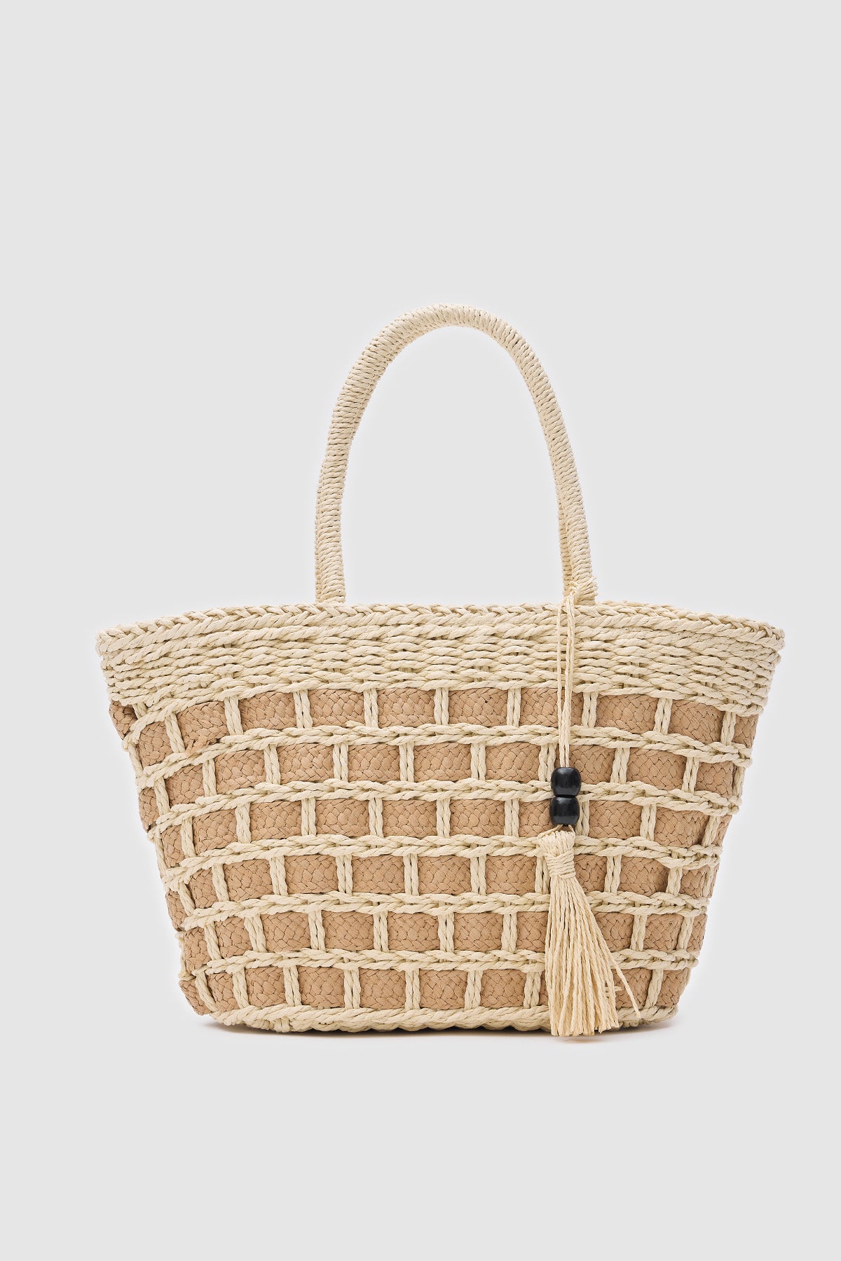 Oggo Bej Hasır El ve Çapraz Çanta