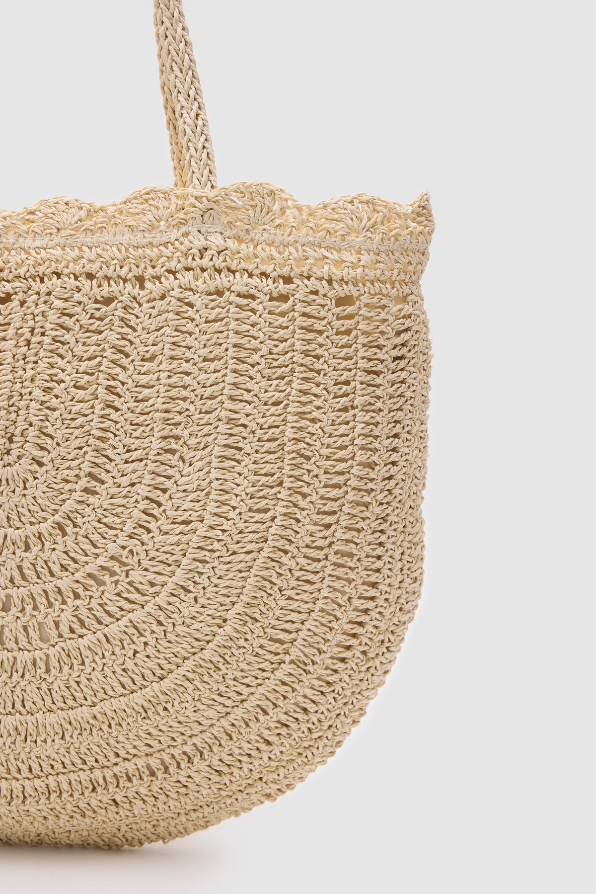 Oggo Bej Örgü Saplı Hasır Omuz Çantası