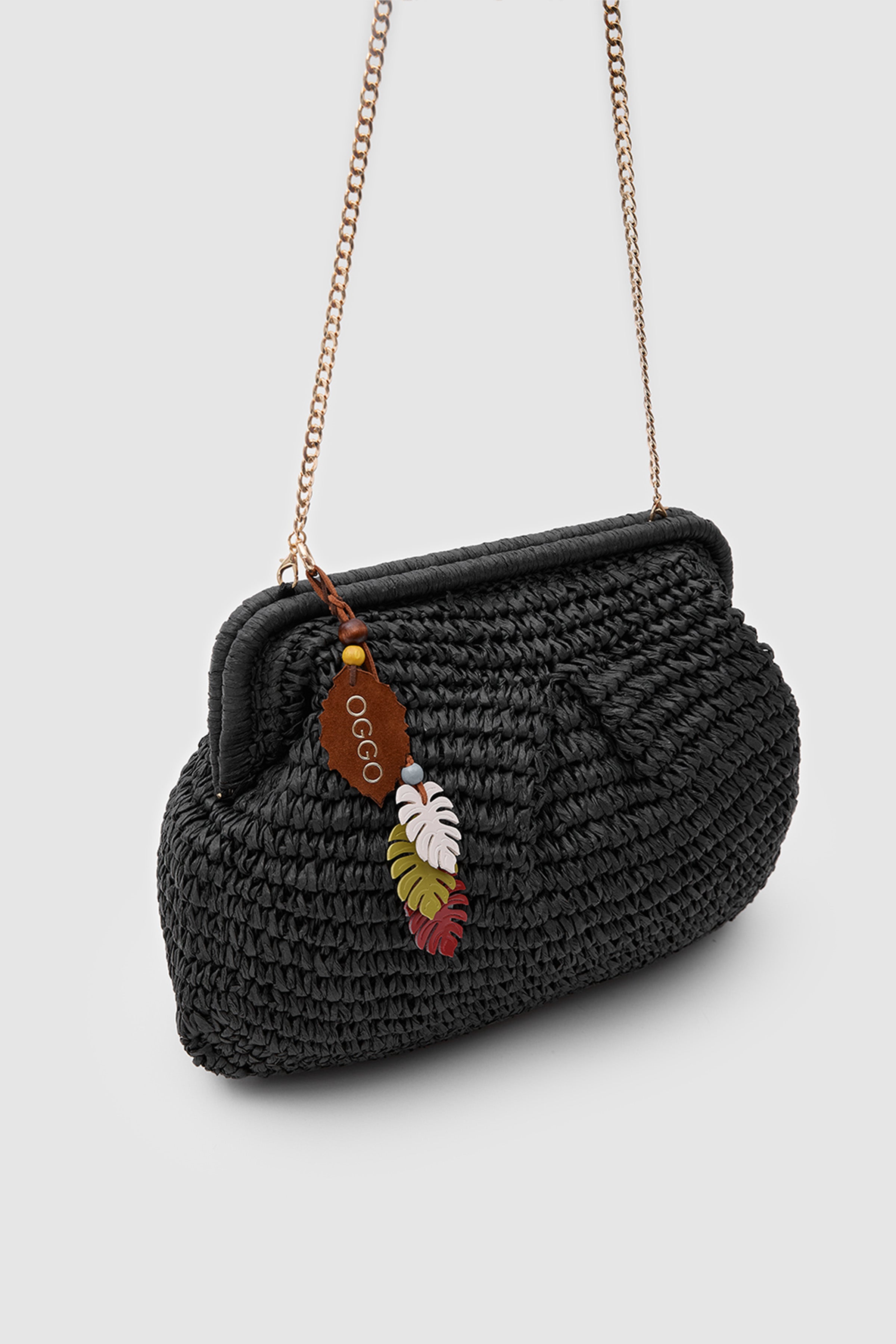 OGGO WİCKER Mono Pleat Clutch L