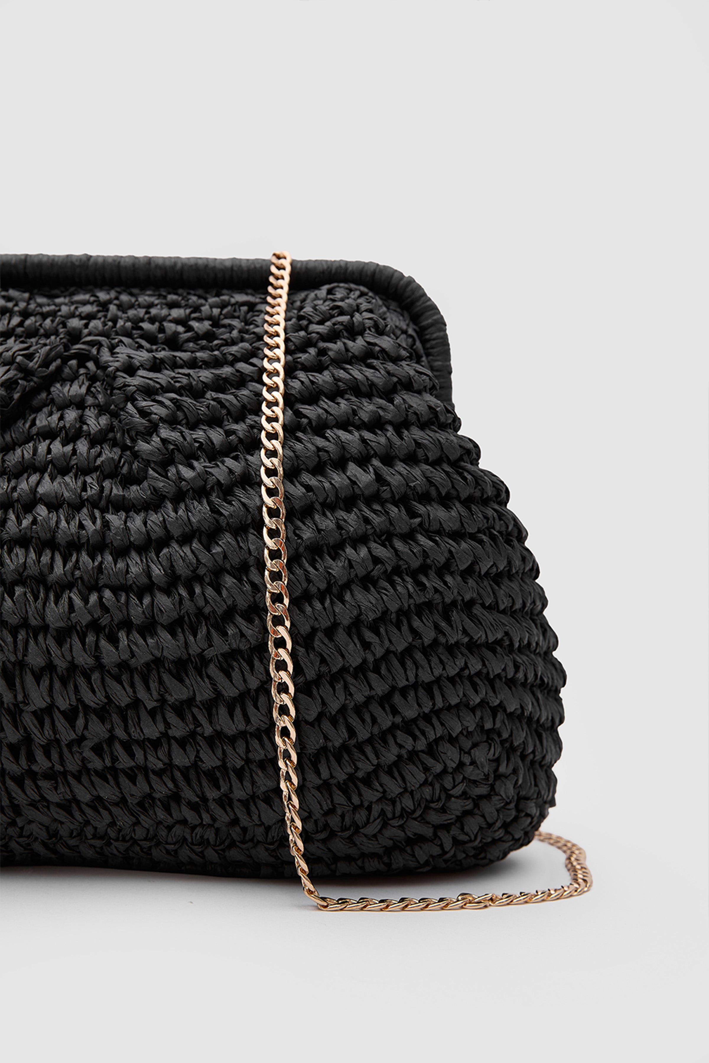 OGGO WİCKER Mono Pleat Clutch L