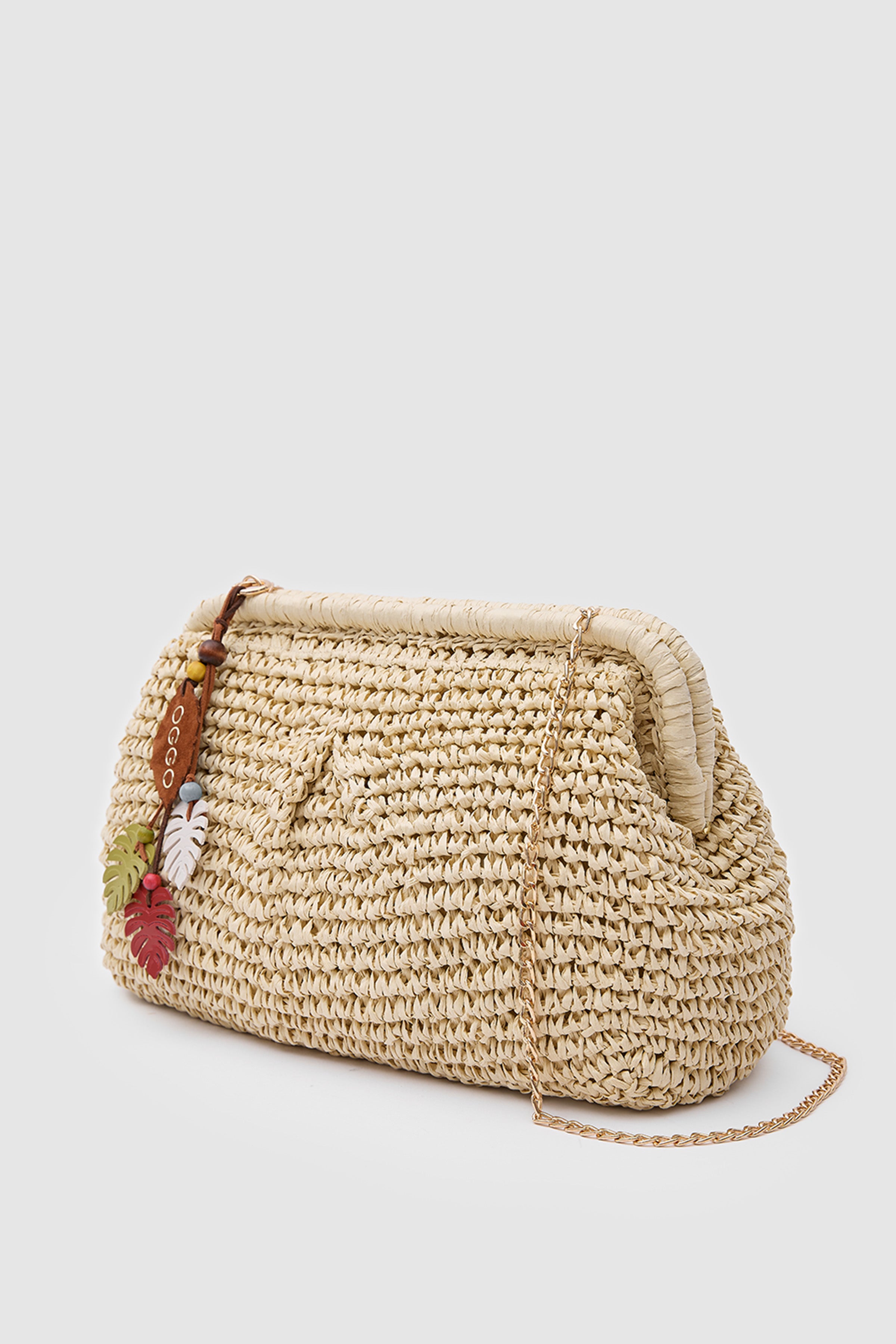 OGGO WİCKER Mono Pleat Clutch L