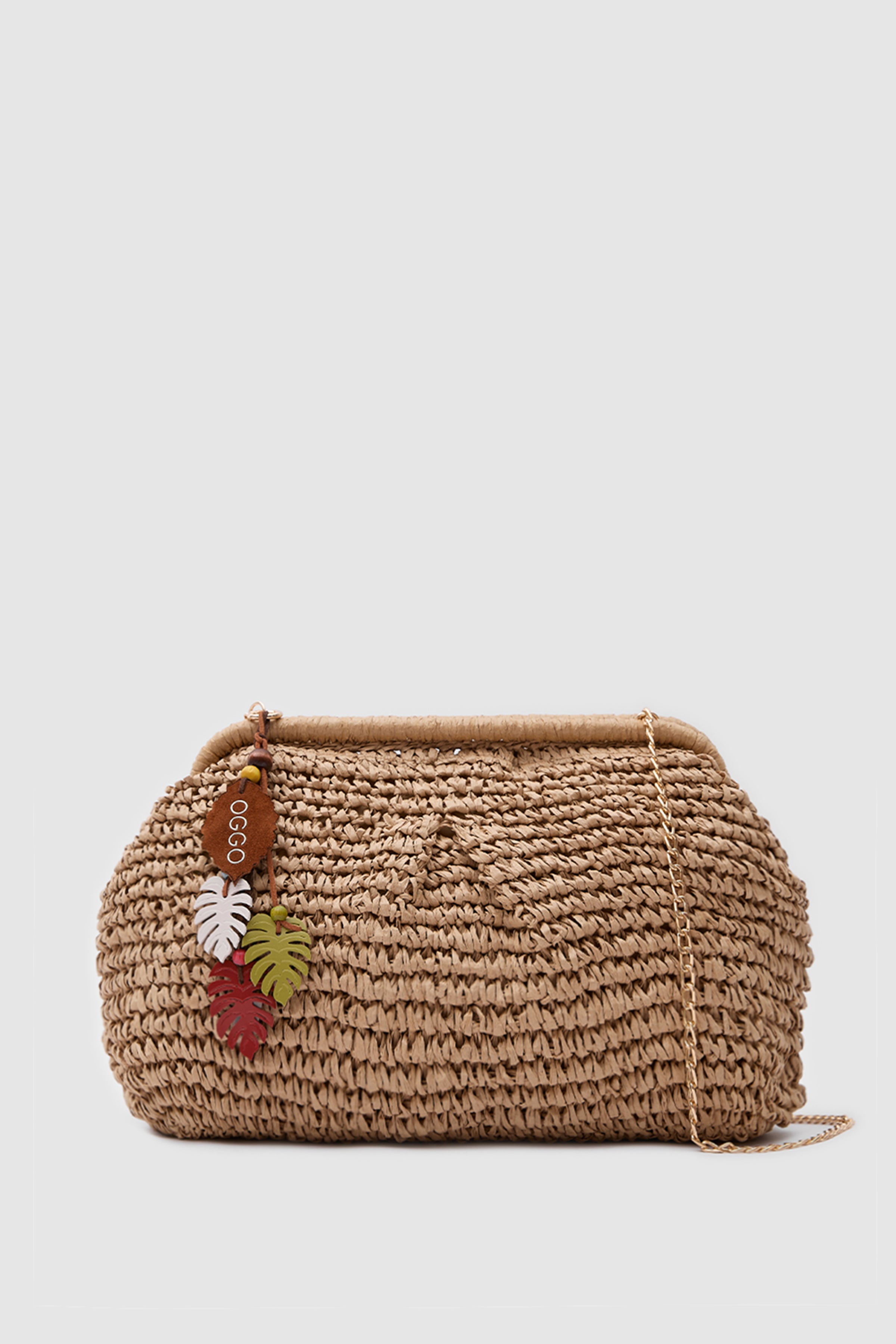 OGGO WİCKER Mono Pleat Clutch L