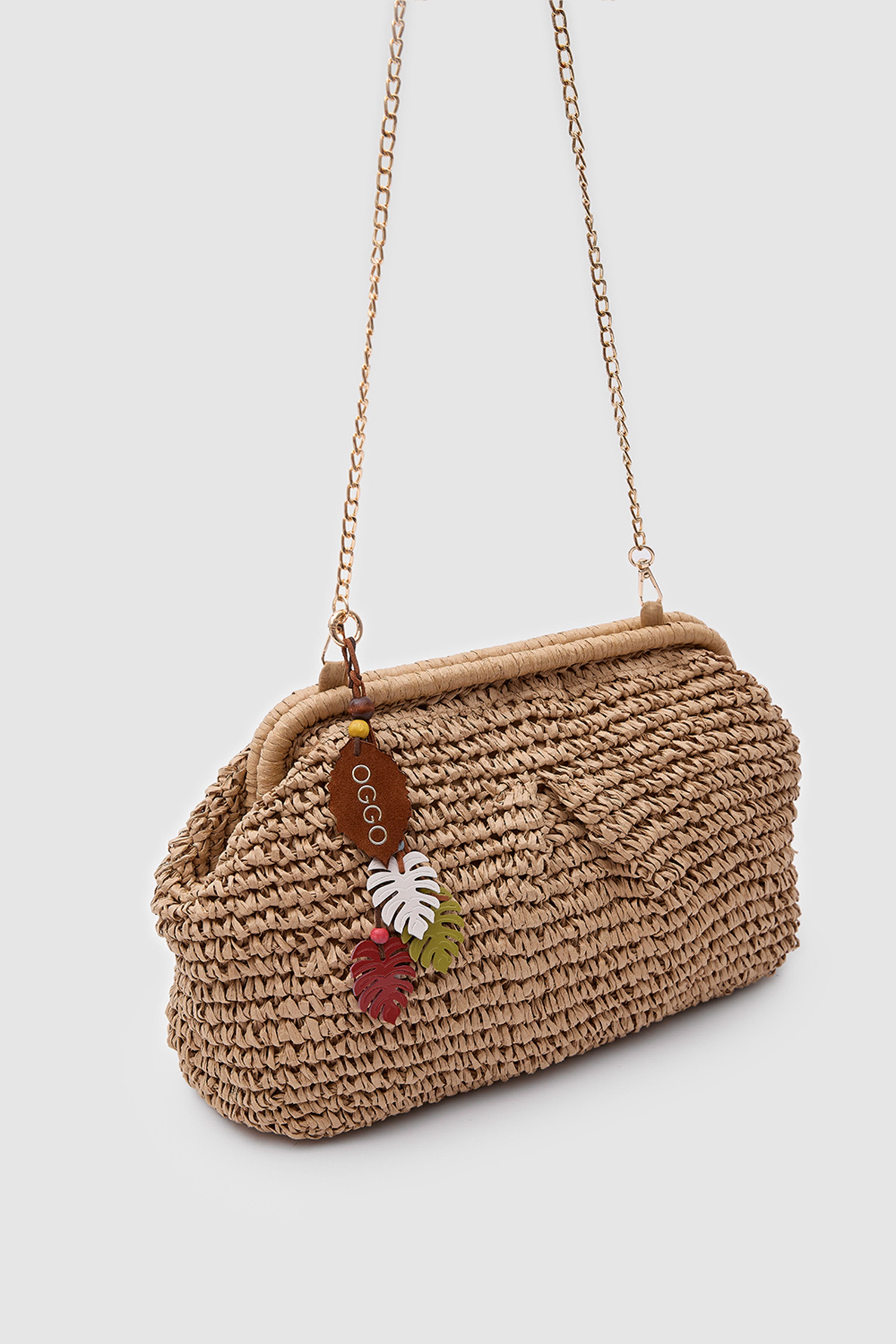 OGGO WİCKER Mono Pleat Clutch L