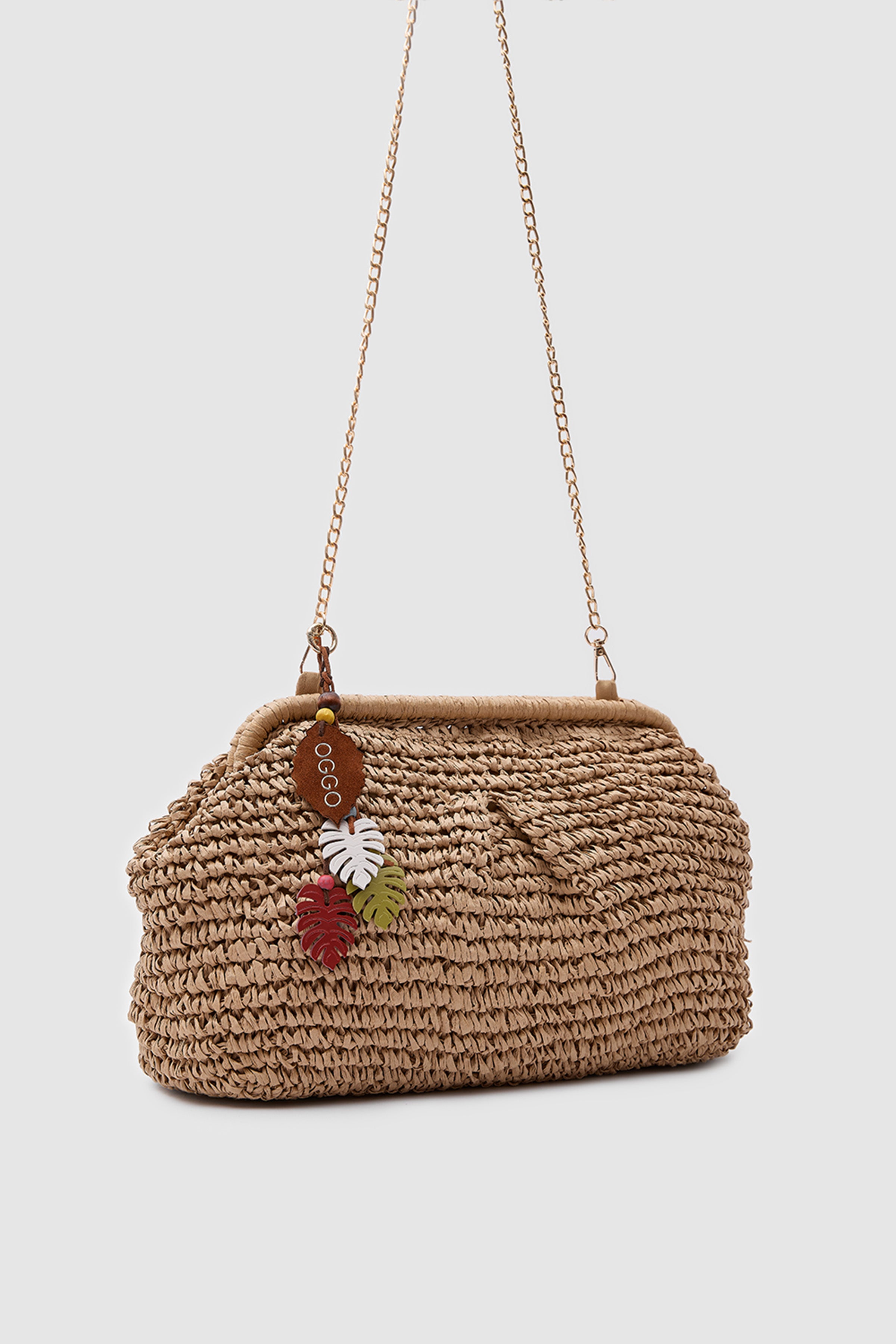 OGGO WİCKER Mono Pleat Clutch L
