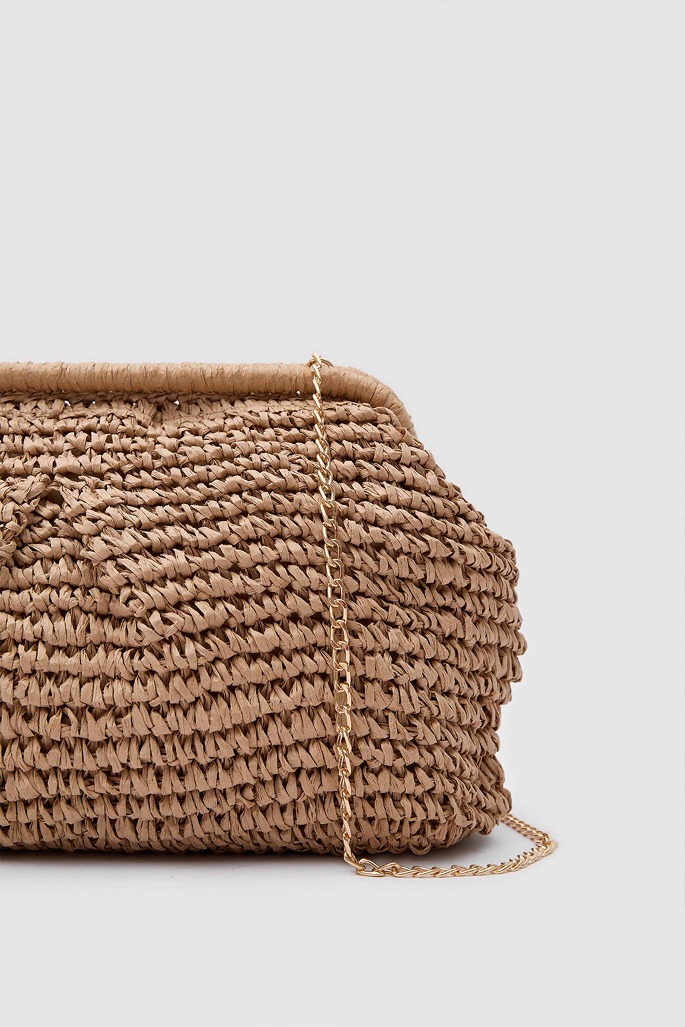 OGGO WİCKER Mono Pleat Clutch L