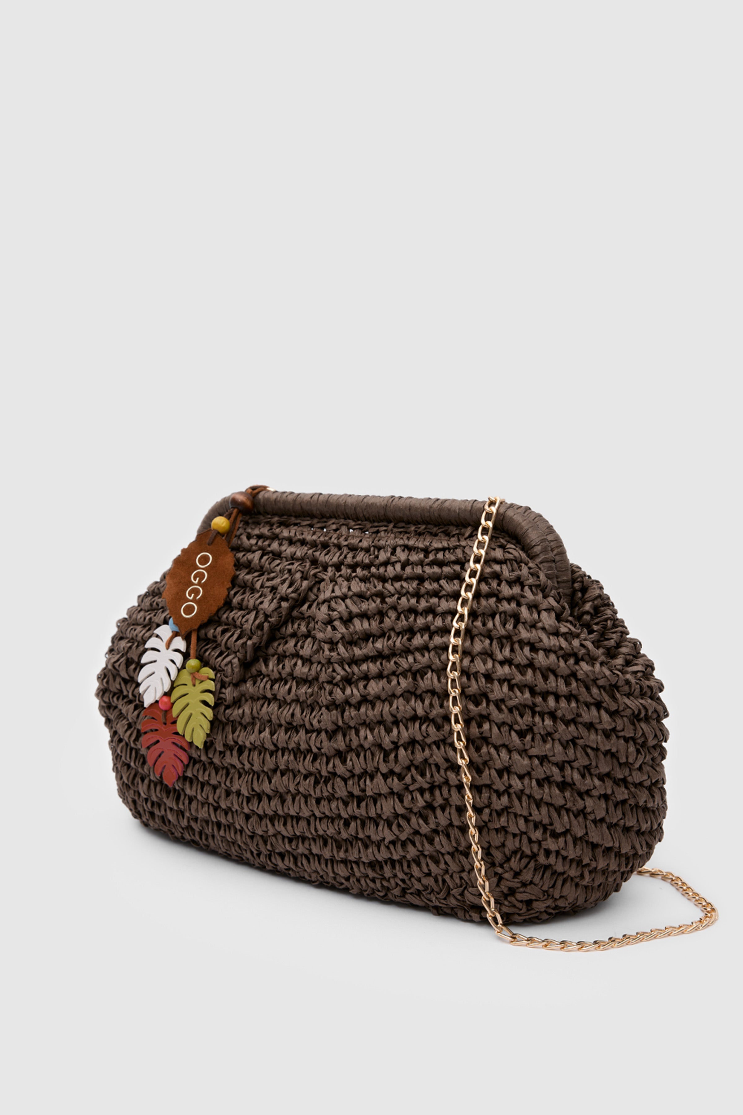 OGGO WİCKER Mono Pleat Clutch M