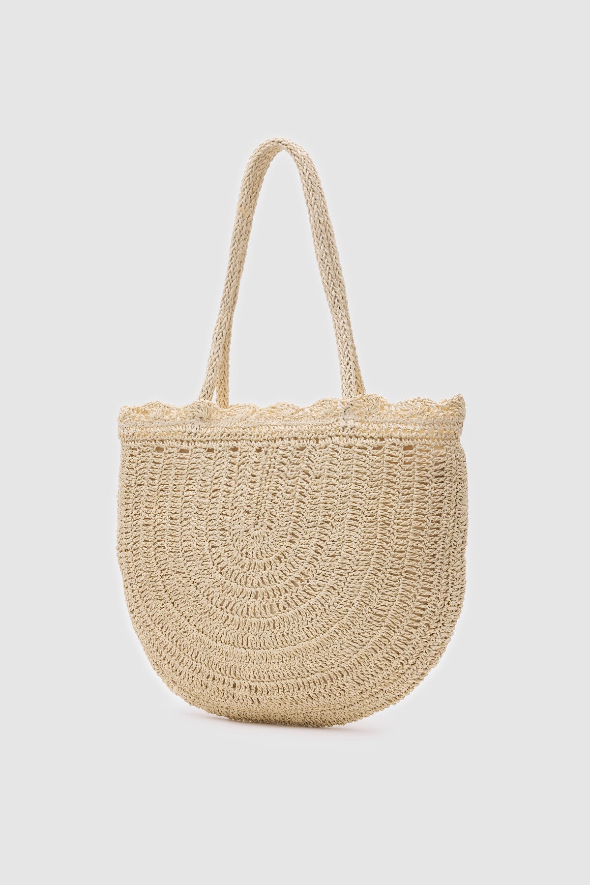 OGGO Örgü Saplı Hasır Omuz Çantası