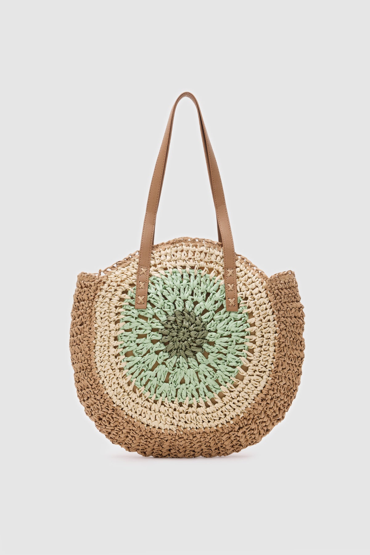 OGGO Hasır Omuz Çantası - Deri Saplı