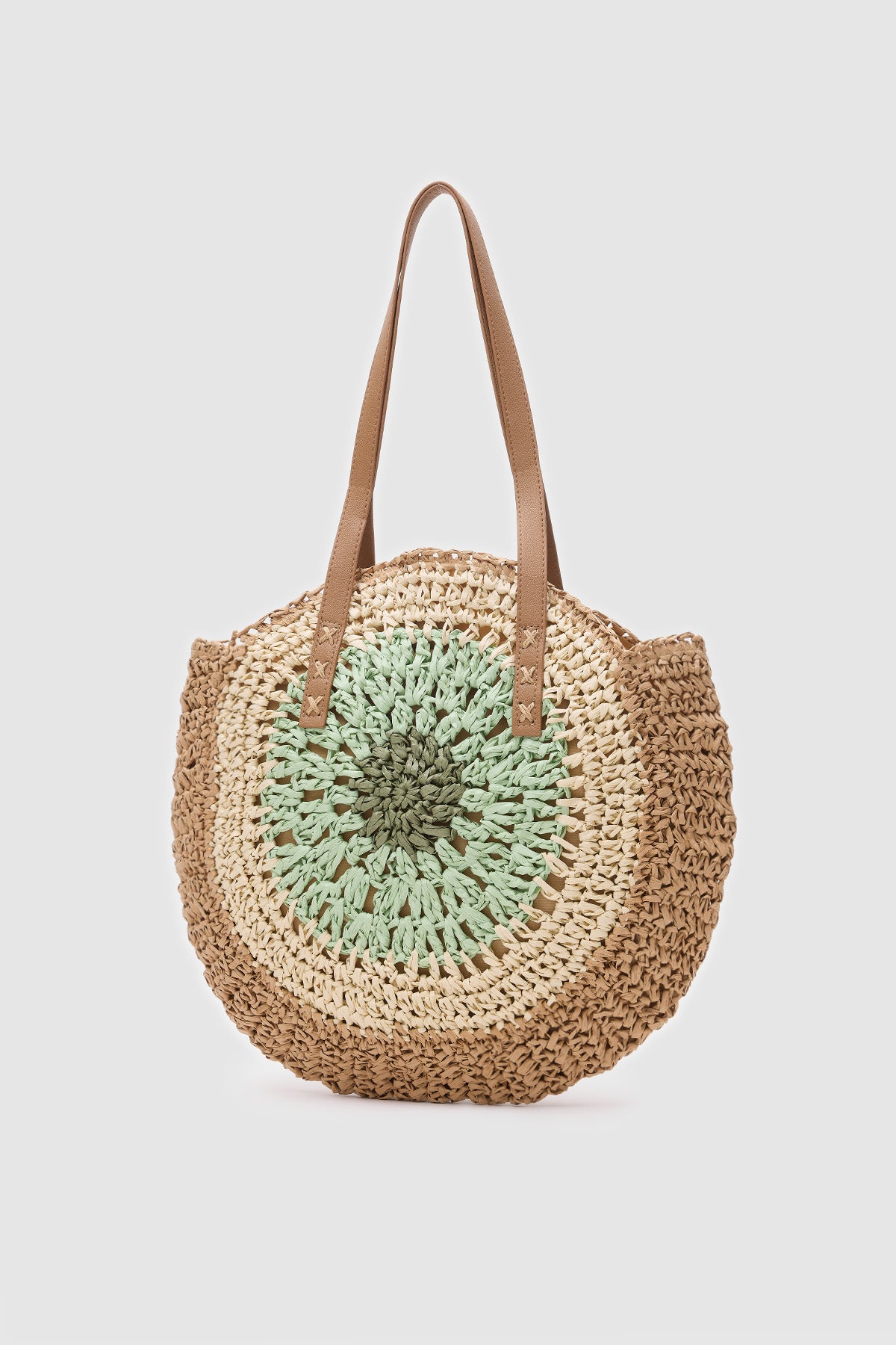 OGGO Hasır Omuz Çantası - Deri Saplı