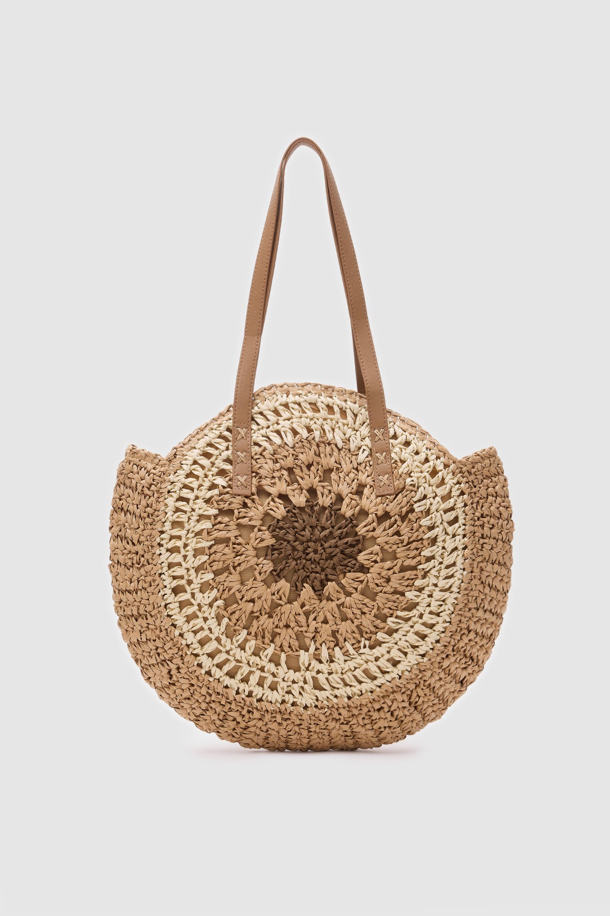 OGGO Hasır Omuz Çantası - Deri Saplı