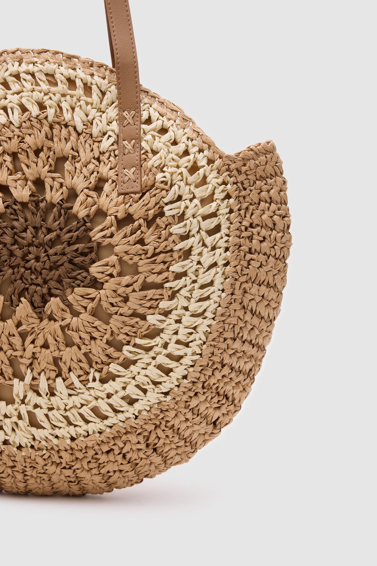 OGGO Hasır Omuz Çantası - Deri Saplı