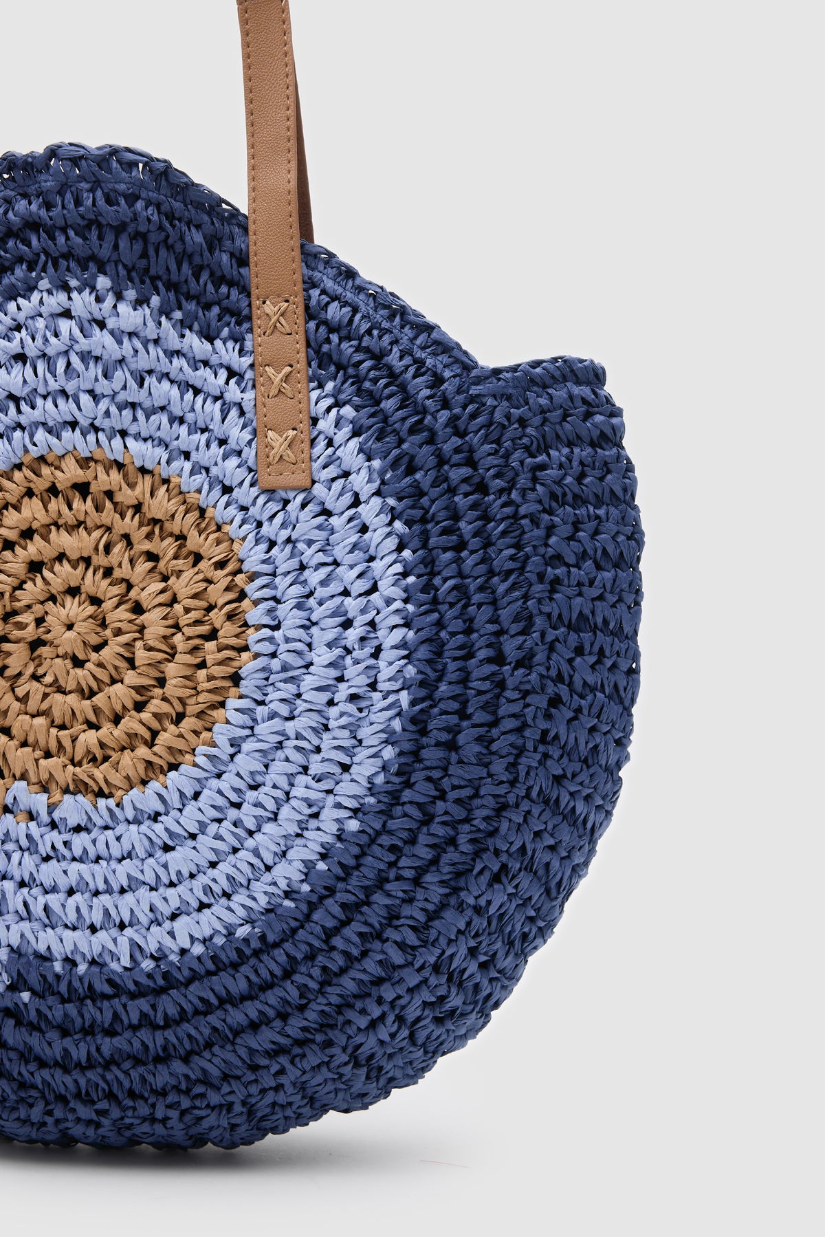 OGGO Hasır Omuz Çantası - Deri Saplı