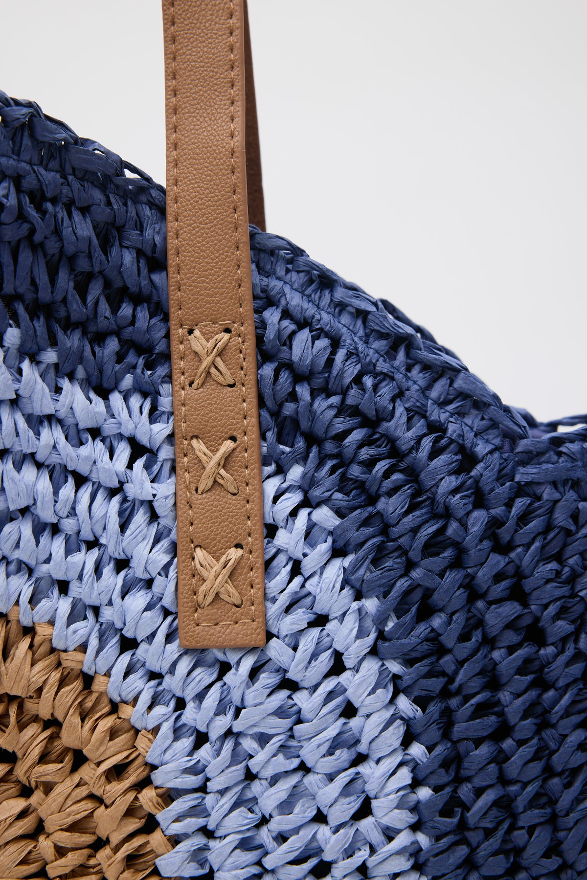 OGGO Hasır Omuz Çantası - Deri Saplı