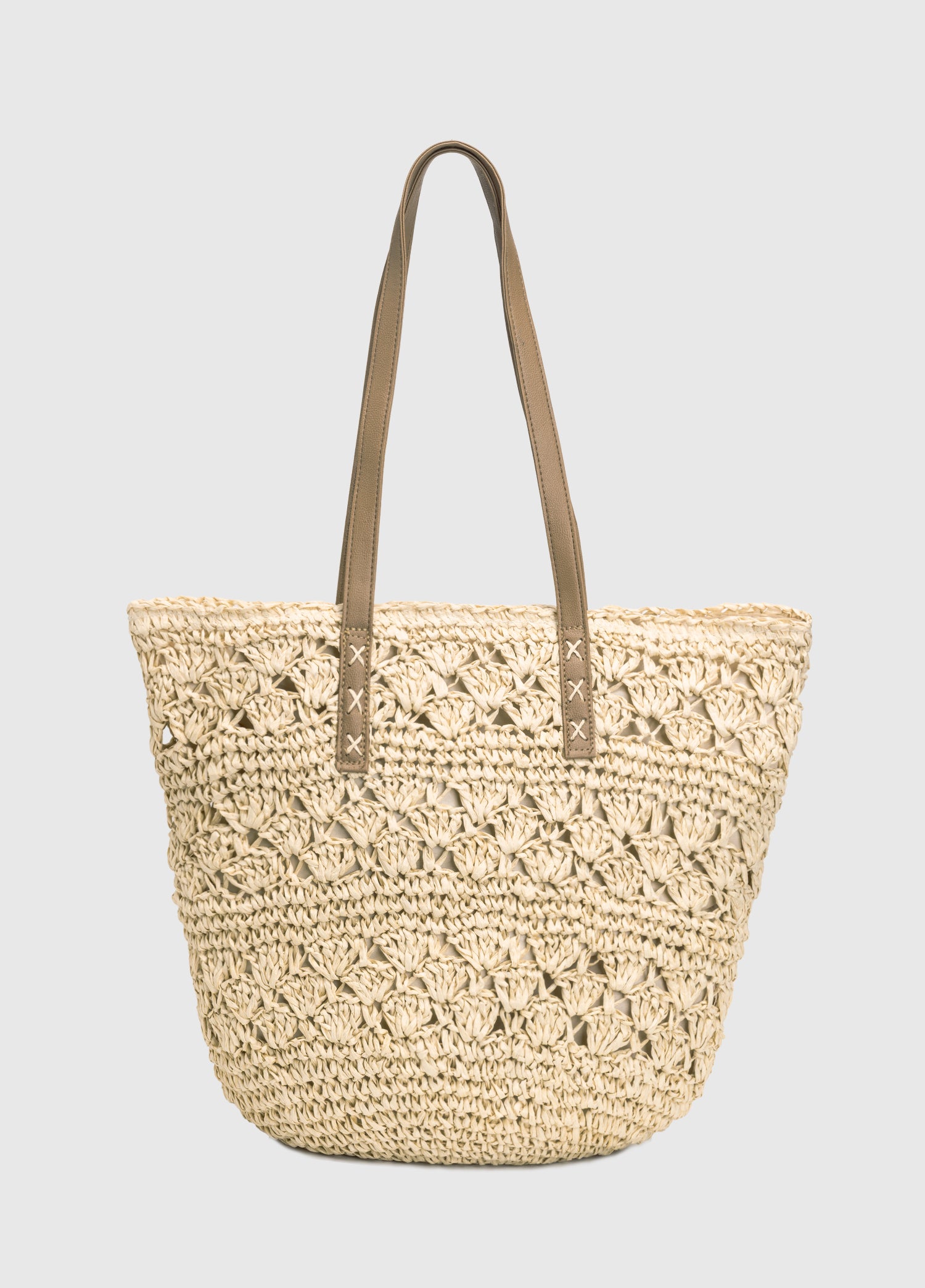 OGGO Hasır Omuz Çantası - Deri Saplı