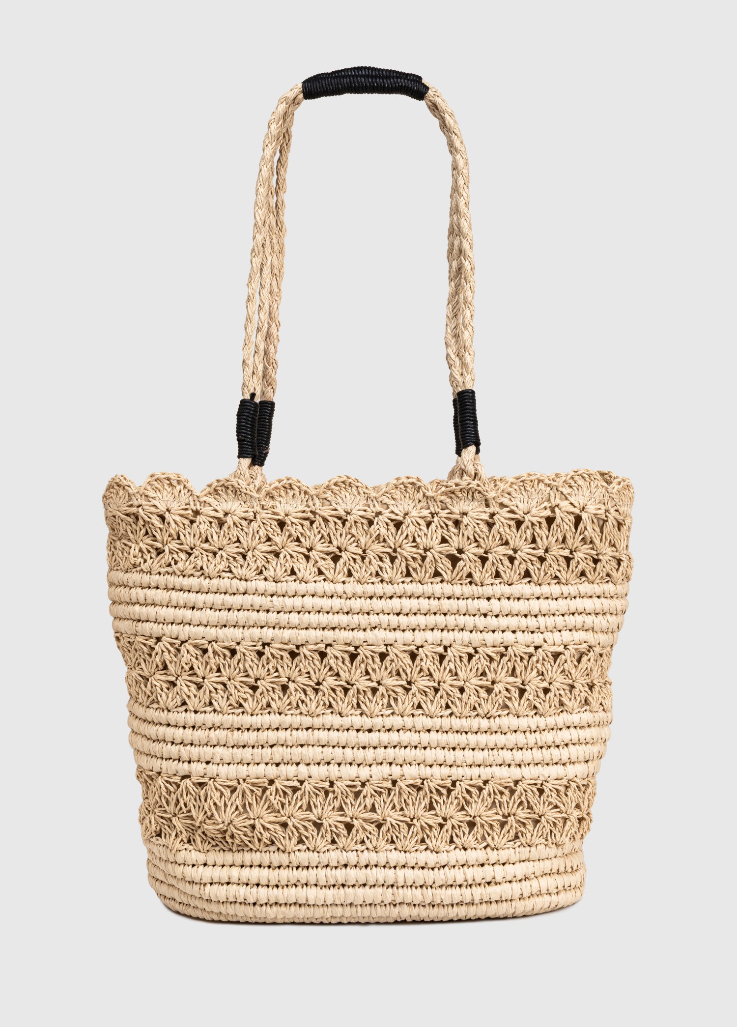 OGGO Örgü Saplı Hasır Omuz Çantası