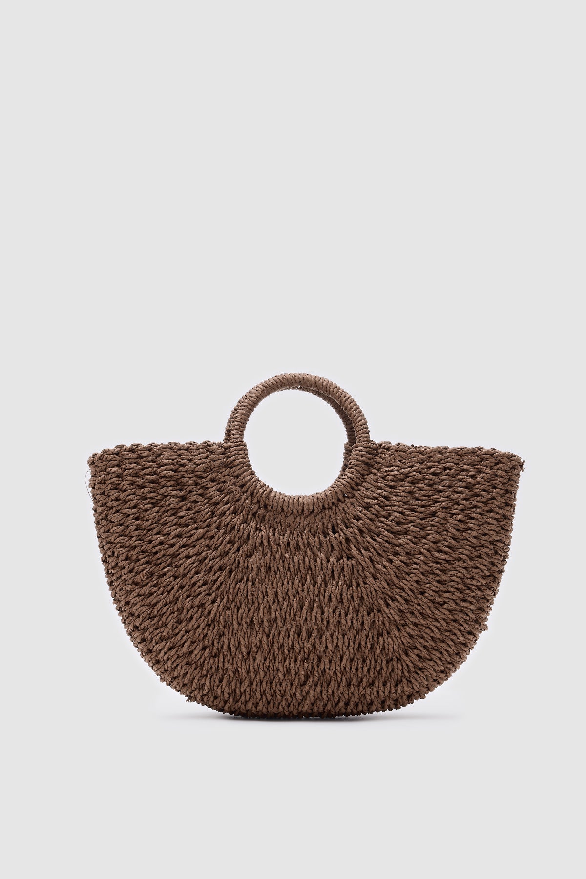 Oggo Büyük Boy Kahve Hasır Örgü Saplı, El ve Çapraz Çanta