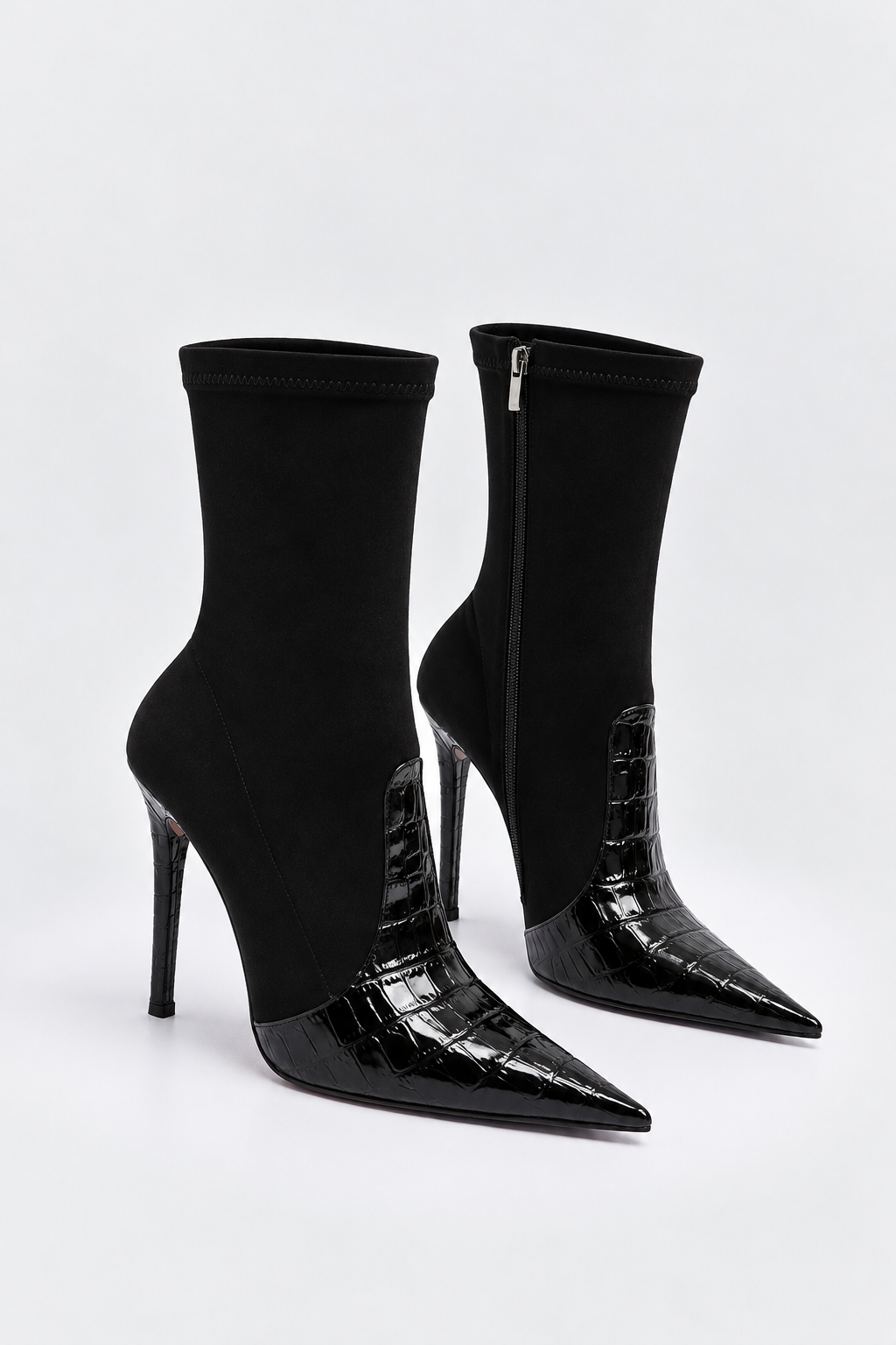 SUVEA ZAVIA Croc-Effect Boot - Siyah Rugan