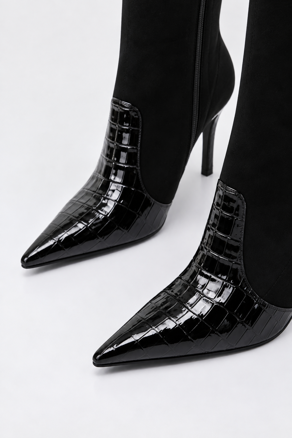 SUVEA ZAVIA Croc-Effect Boot - Siyah Rugan