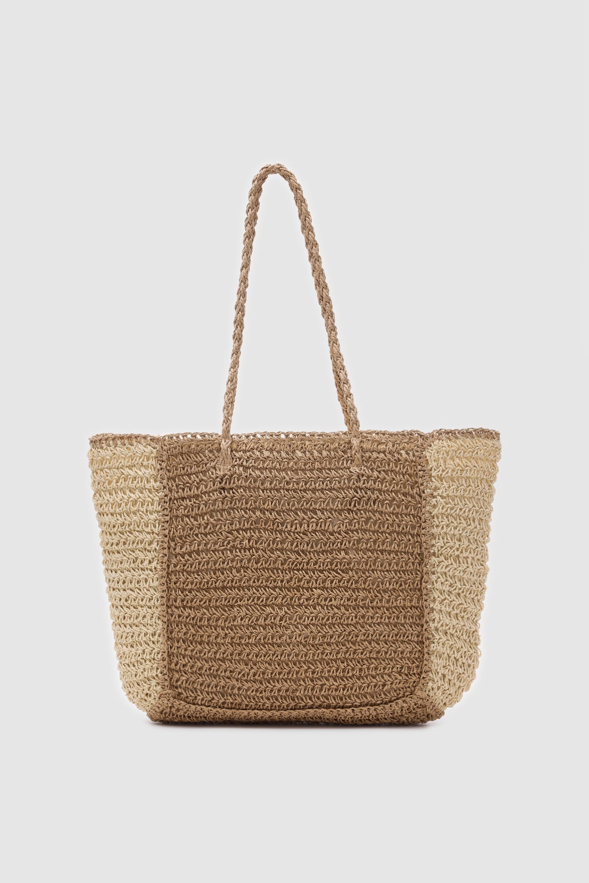 Oggo Camel Örgü Saplı Hasır Omuz Çantası