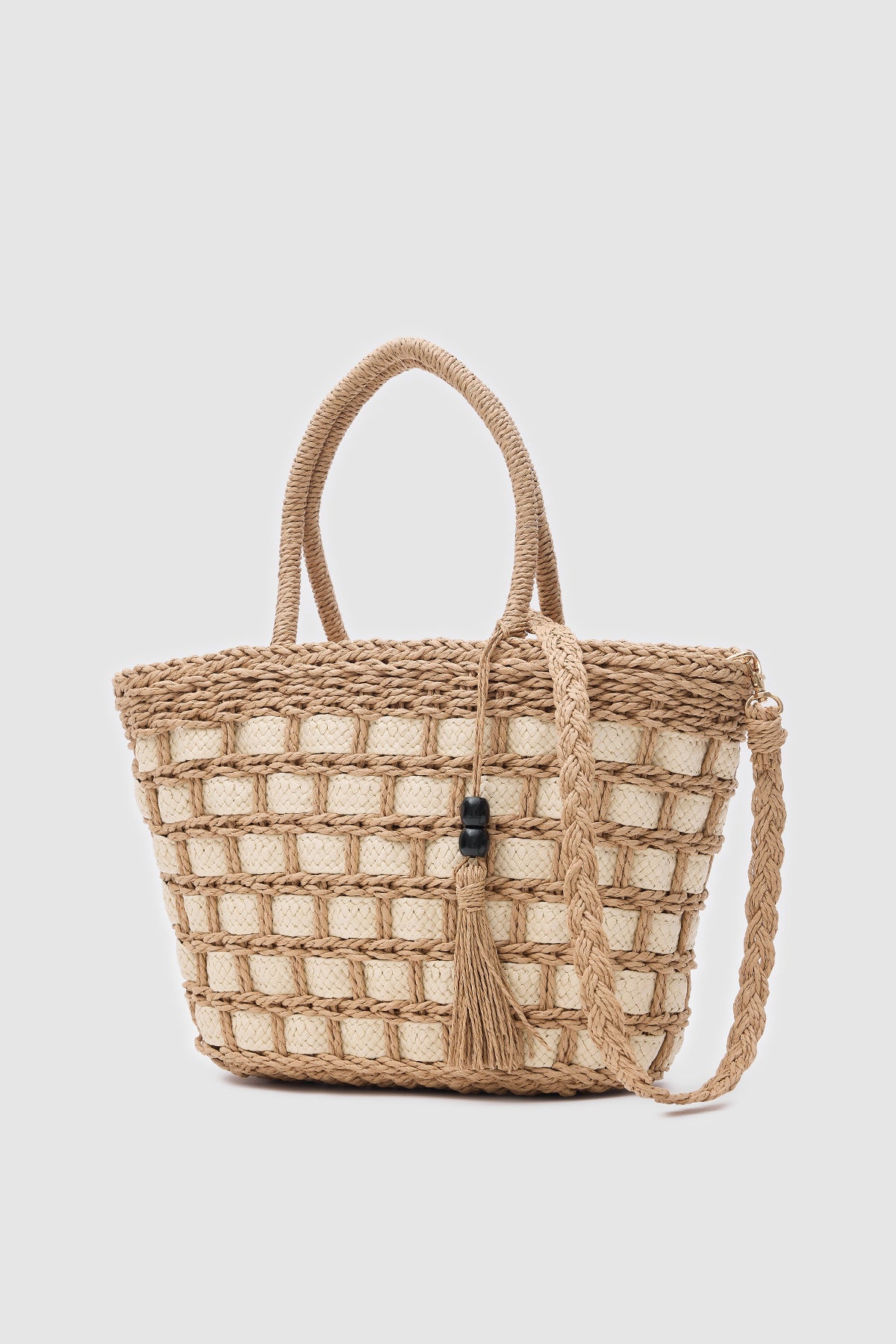 Oggo Camel Hasır El ve Çapraz Çanta