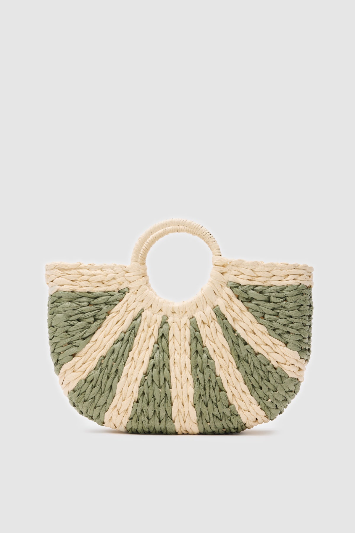 Oggo Büyük Boy Yeşil Hasır Örgü Saplı, El ve Çapraz Çanta