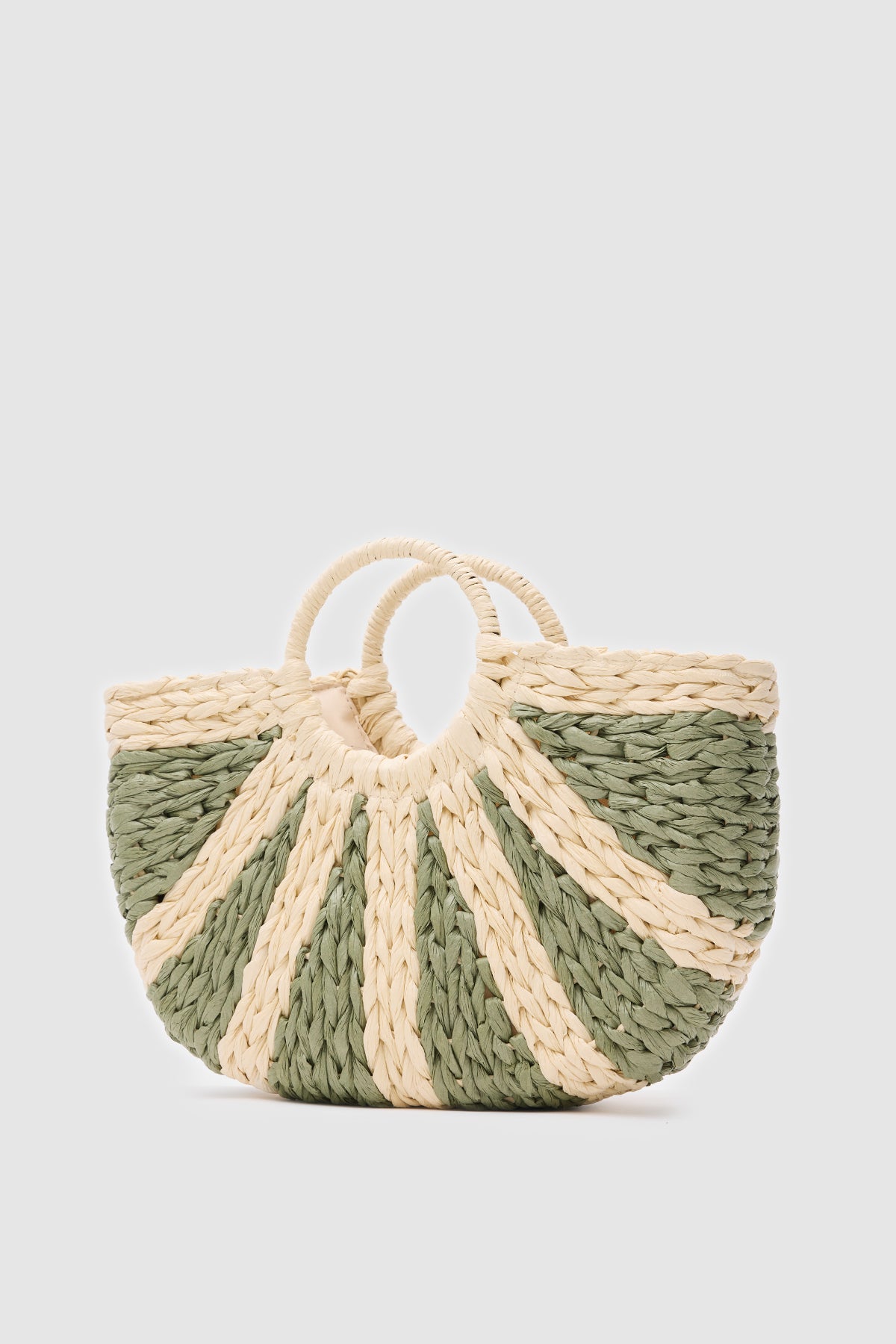 Oggo Büyük Boy Yeşil Hasır Örgü Saplı, El ve Çapraz Çanta