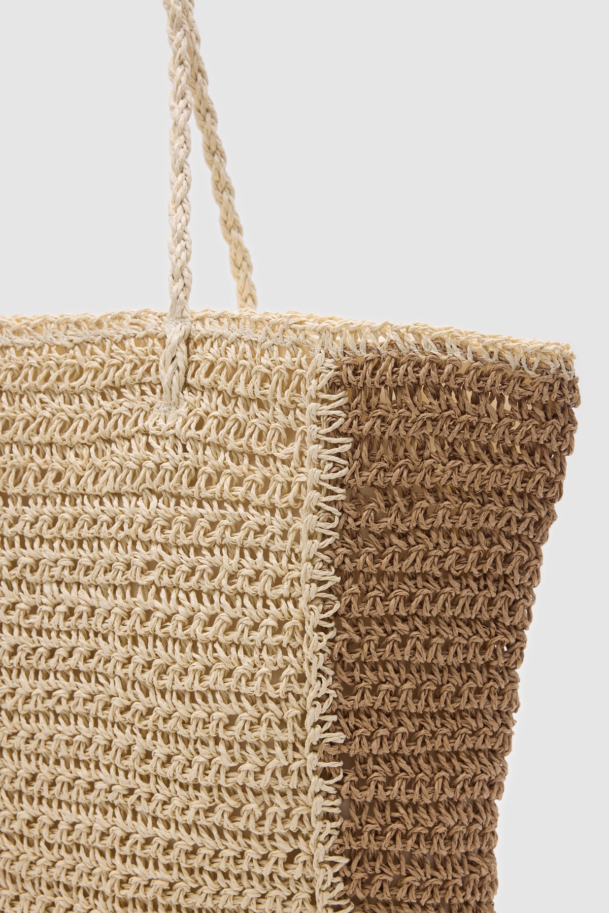 Oggo Bej Örgü Saplı Hasır Omuz Çantası