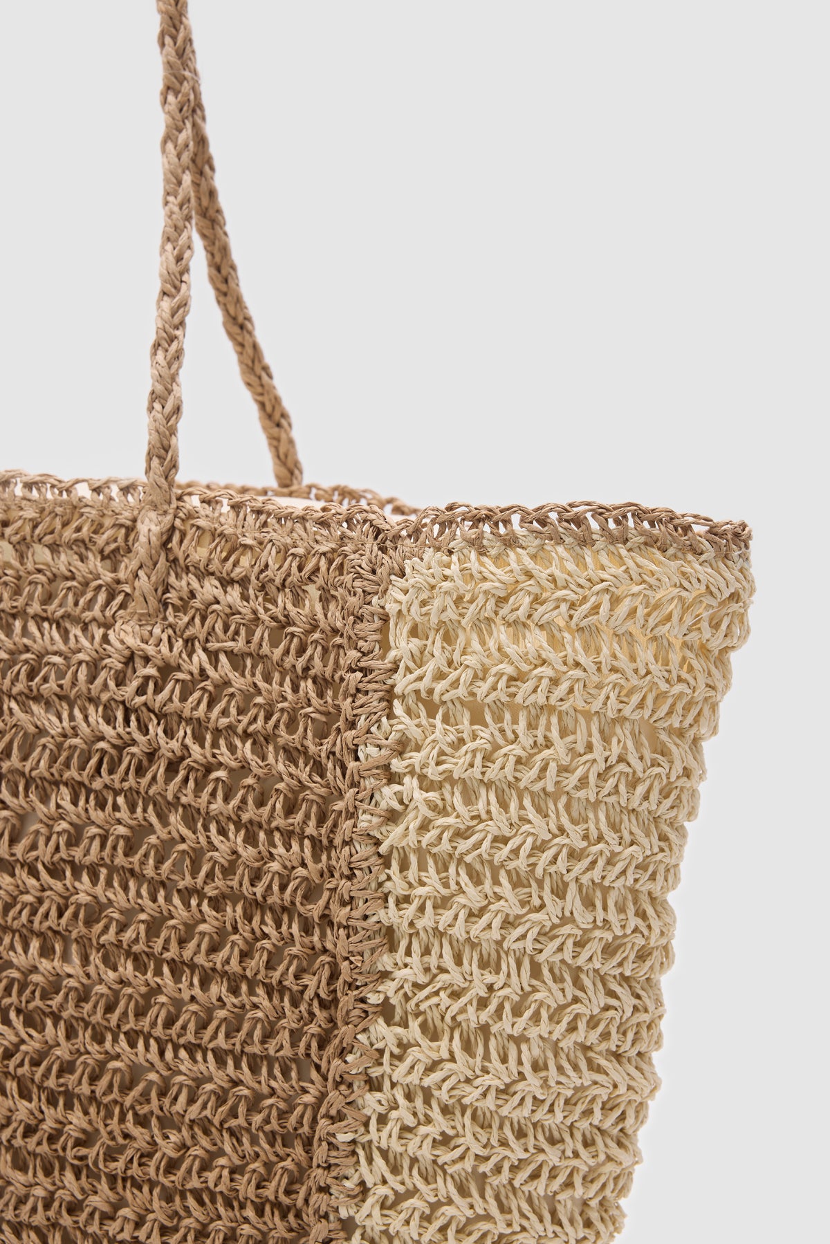 Oggo Camel Örgü Saplı Hasır Omuz Çantası