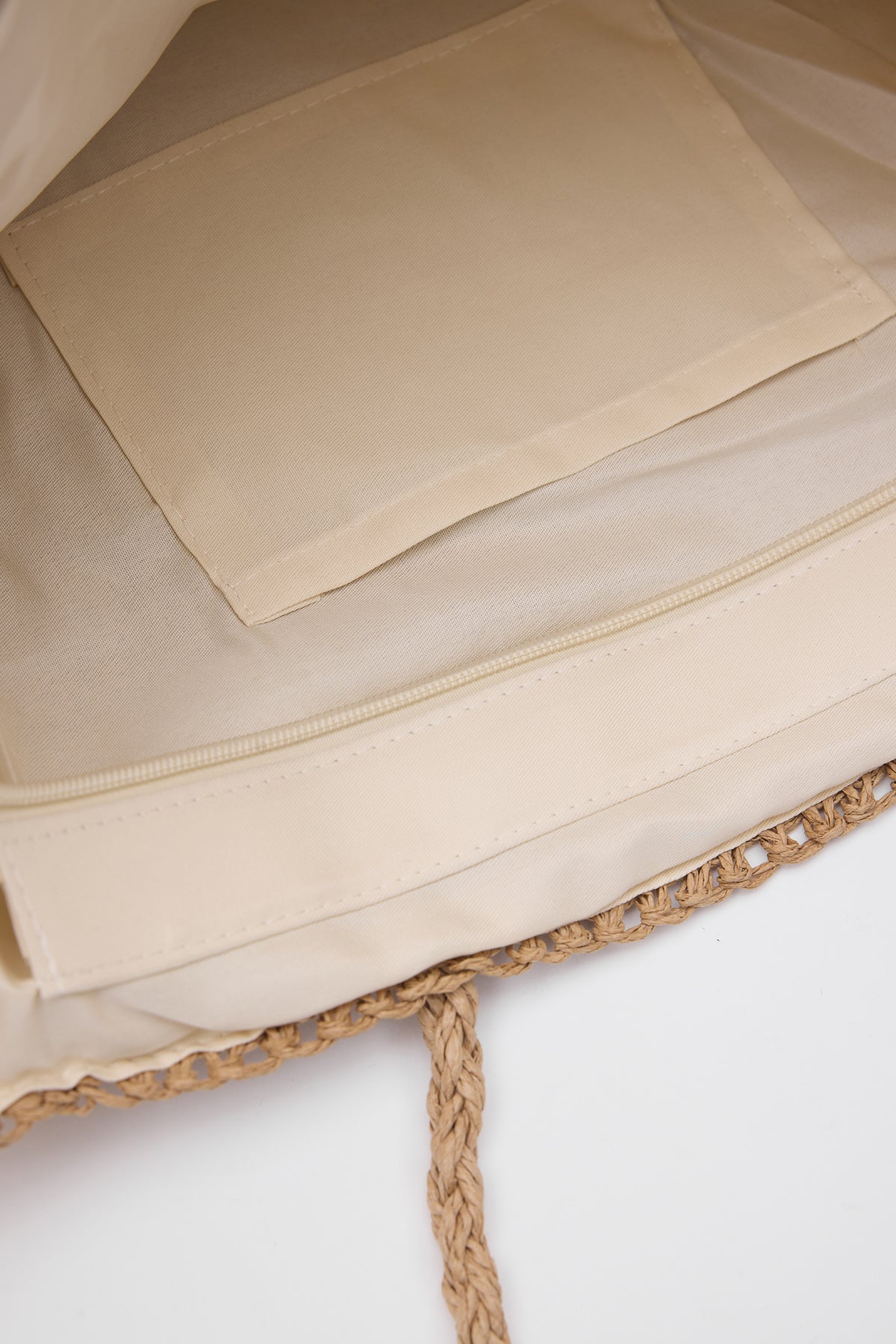 Oggo Camel Örgü Saplı Hasır Omuz Çantası