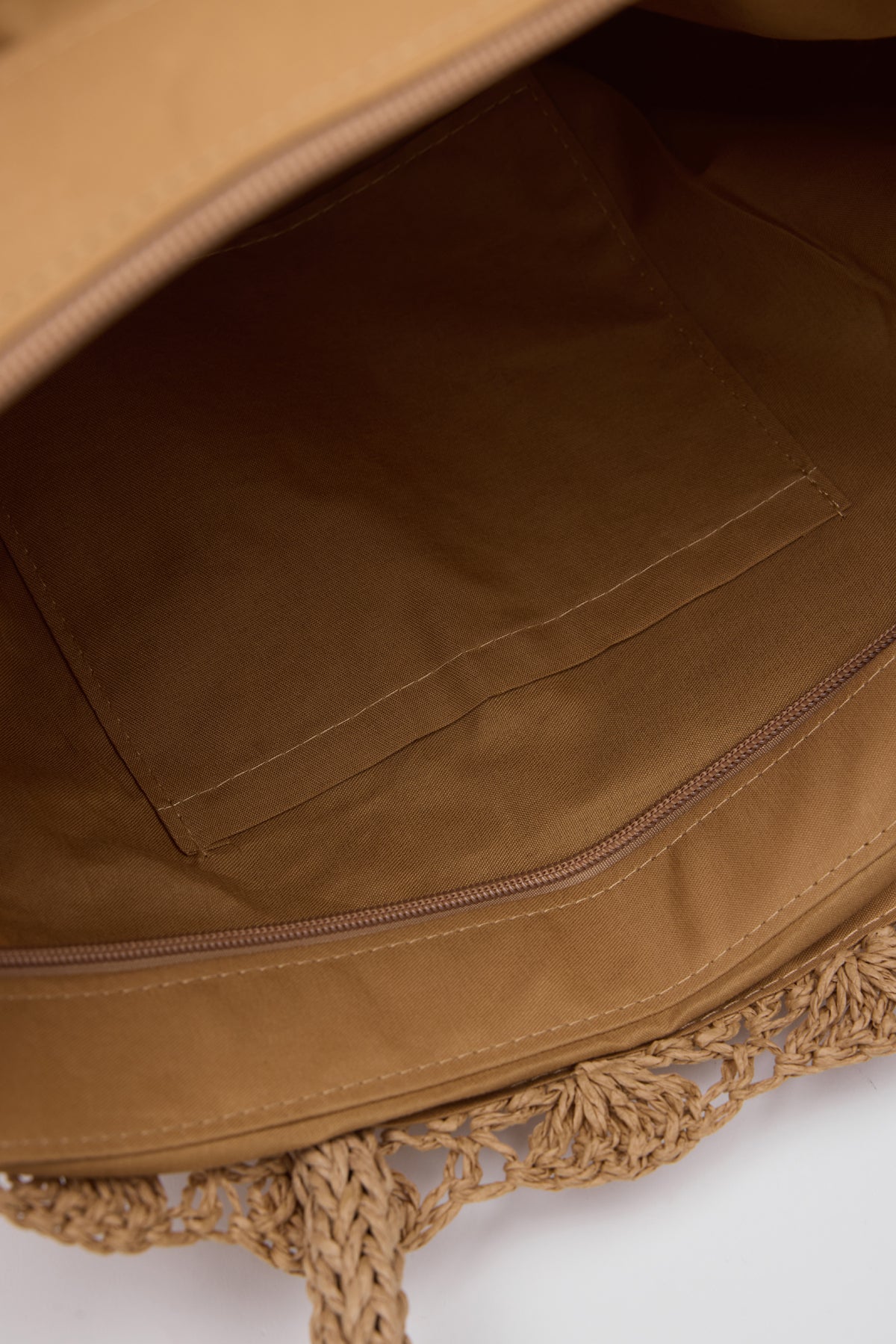 Oggo Camel Örgü Saplı Hasır Omuz Çantası