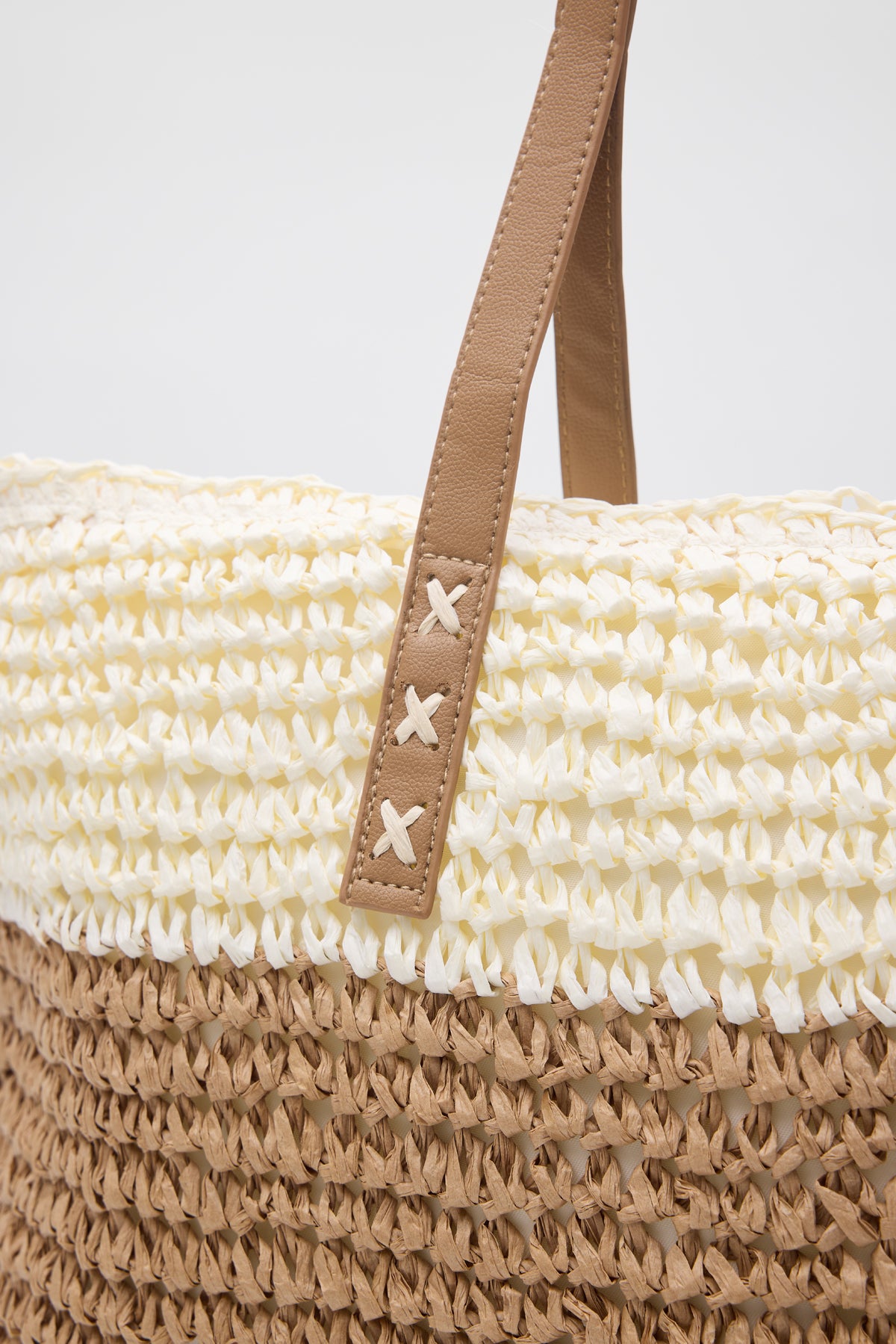 Oggo Kahve-Camel Deri Saplı Hasır Omuz Çantası