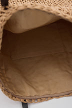 Oggo Camel Deri Saplı Hasır Omuz Çantası