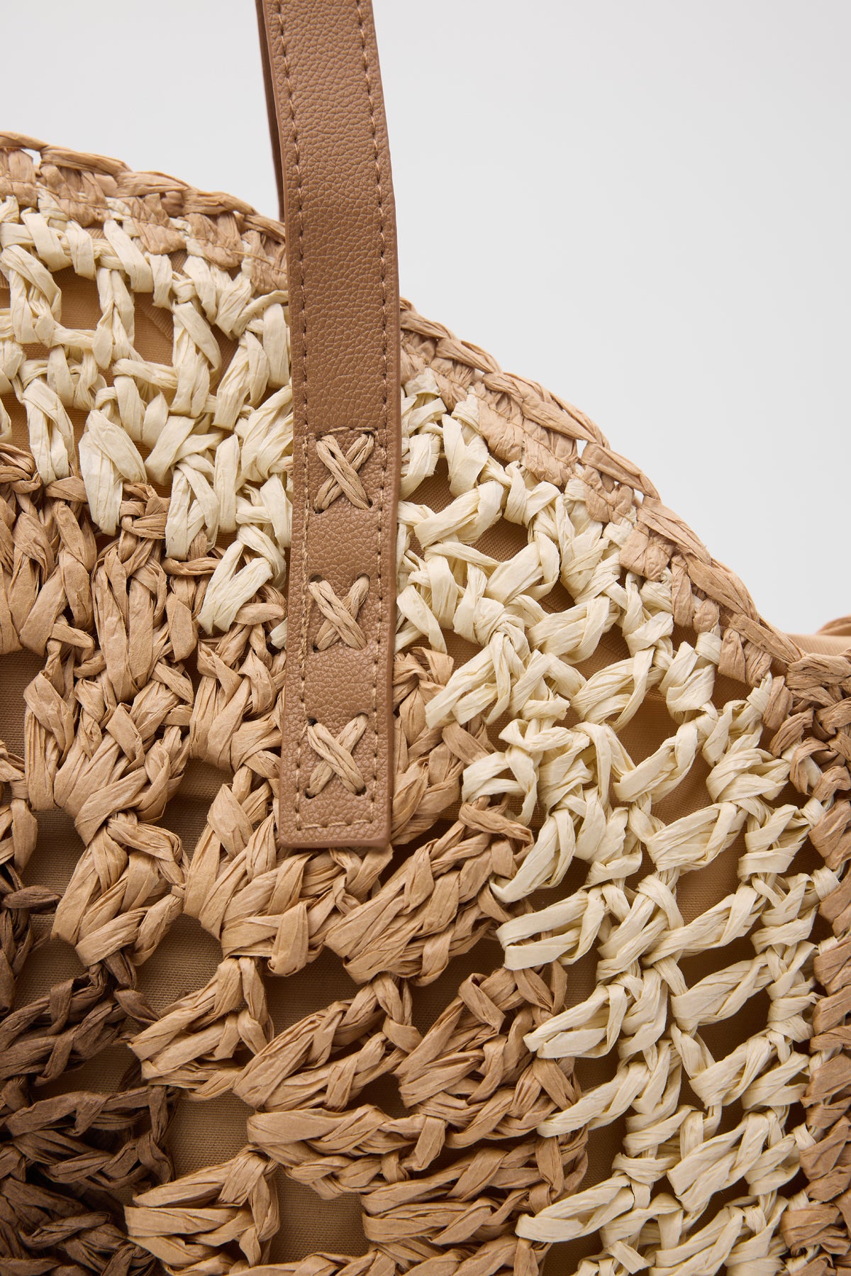 Oggo Camel-Ekru Hasır Omuz Çantası