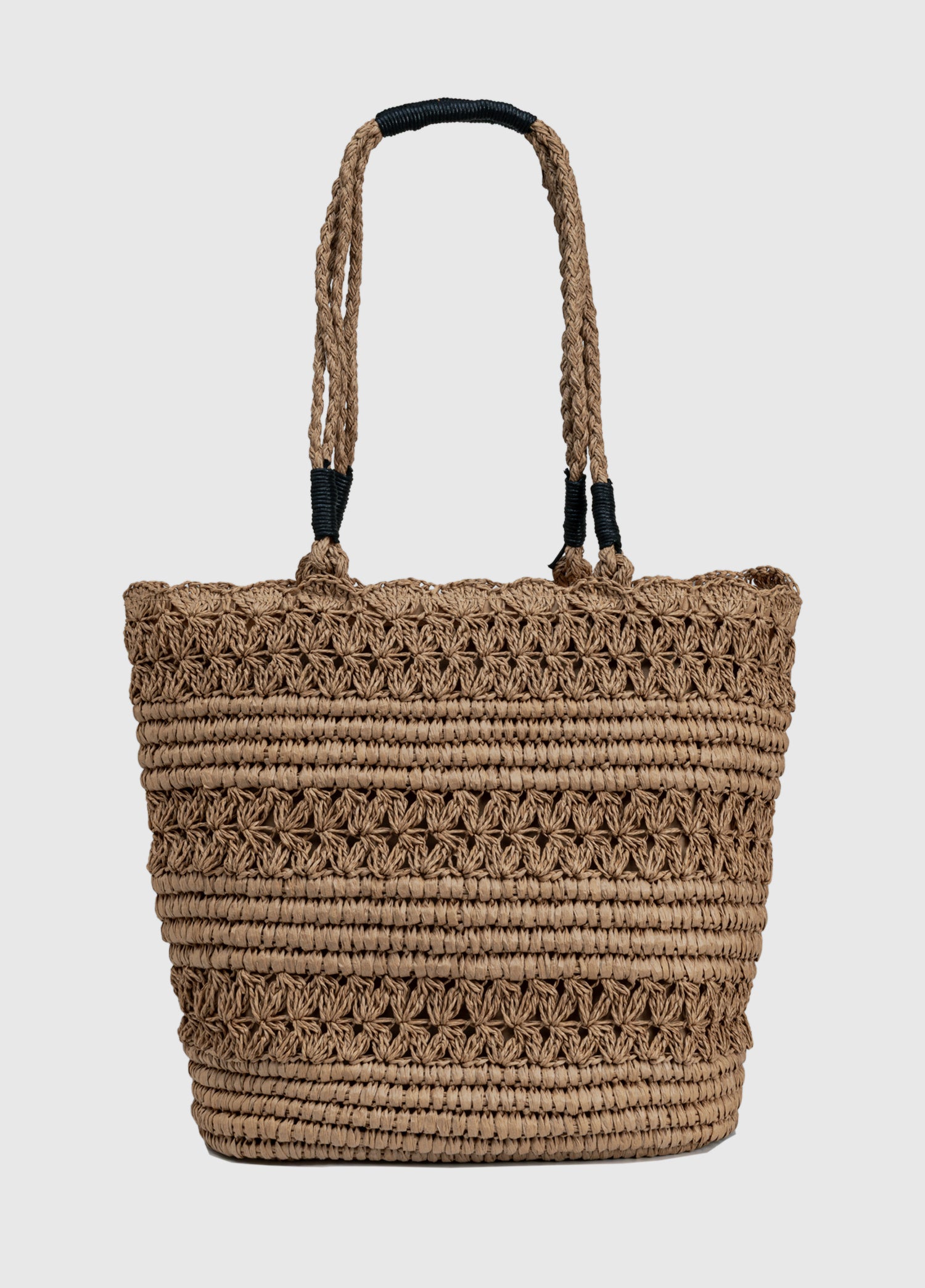 Oggo Camel Hasır Omuz Çantası – Örgü Saplı