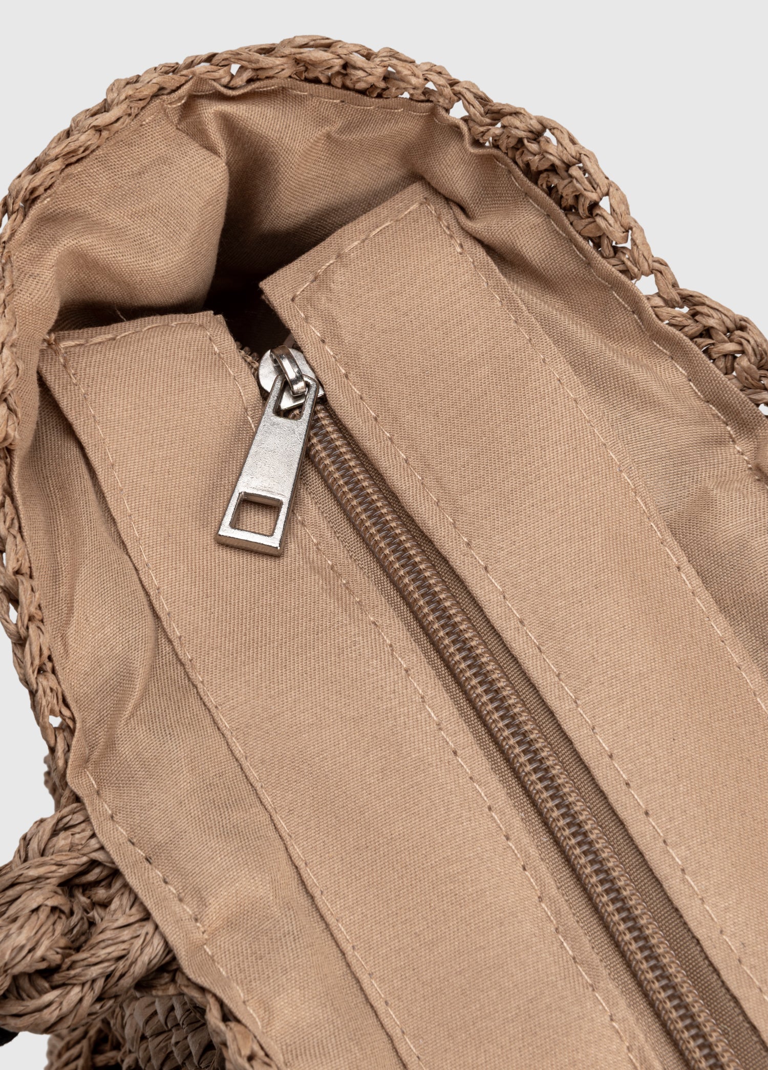 Oggo Camel Hasır Omuz Çantası – Örgü Saplı