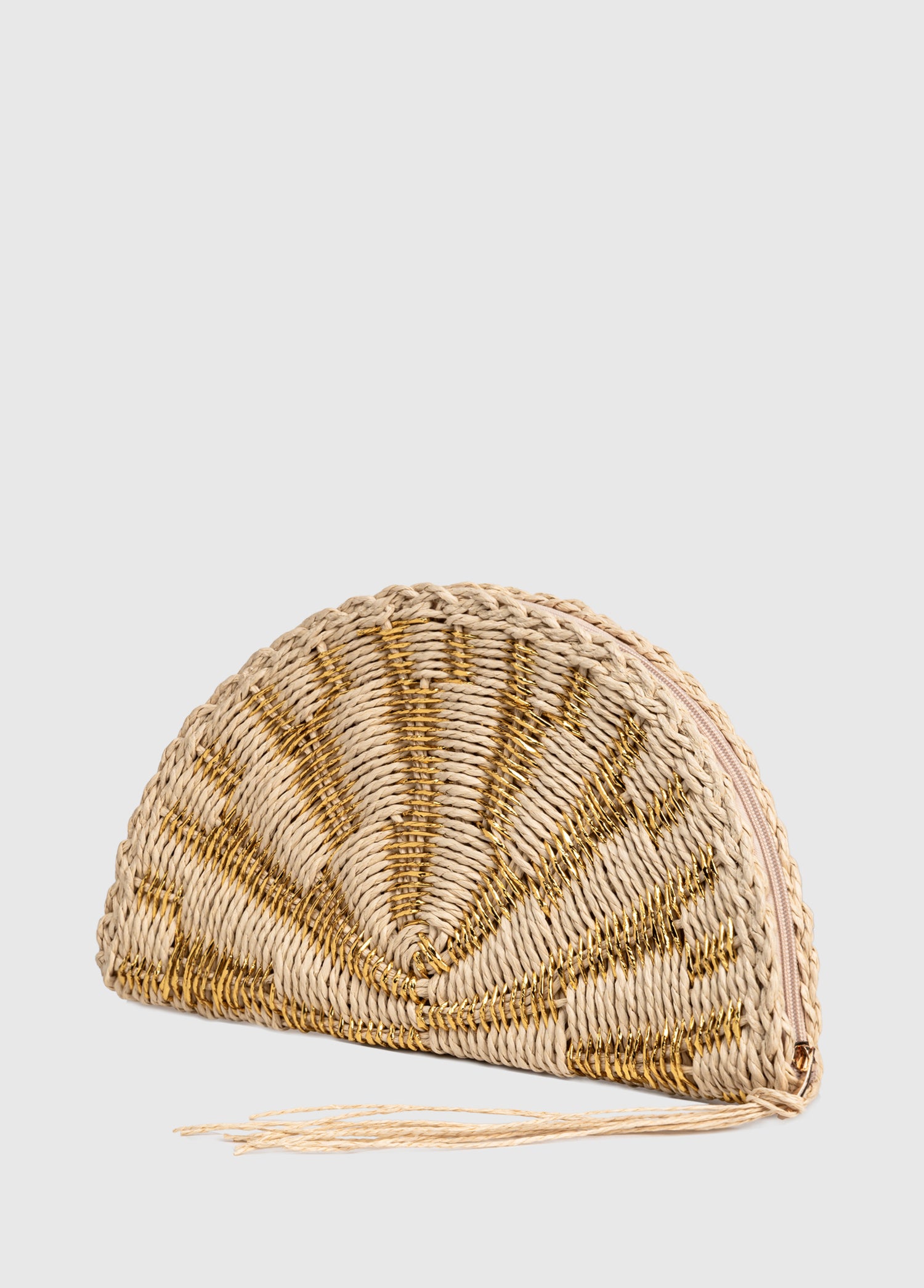 Oggo Hasır Clutch El Çantası – Bej-Gold