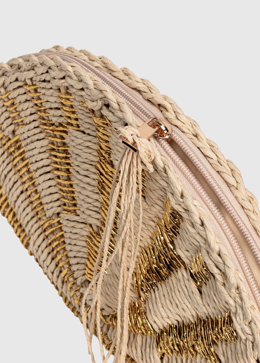 Oggo Hasır Clutch El Çantası – Bej-Gold
