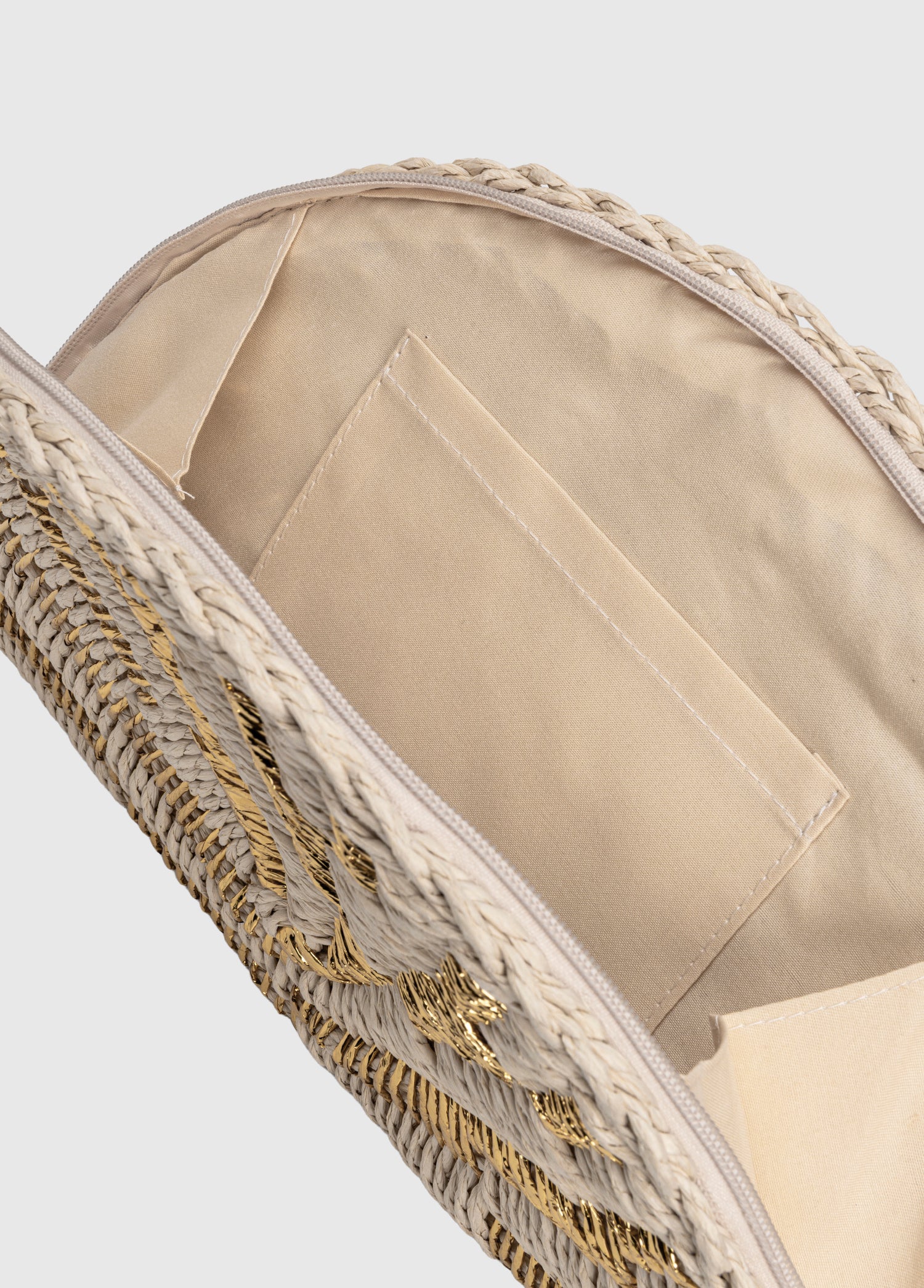 Oggo Hasır Clutch El Çantası – Bej-Gold