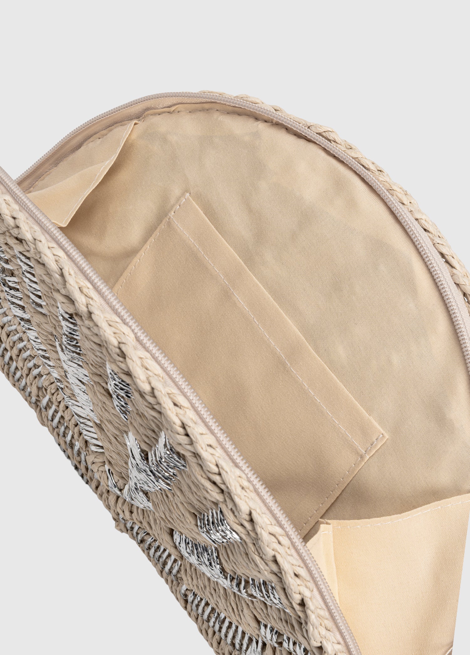 Oggo Hasır Clutch El Çantası Bej - Silver