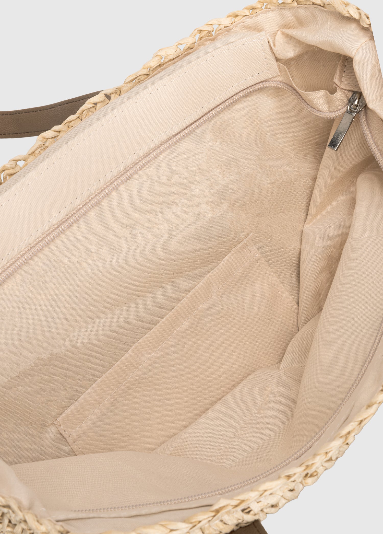 Oggo Hasır Örgü Saplı Fermuarlı Omuz Çantası