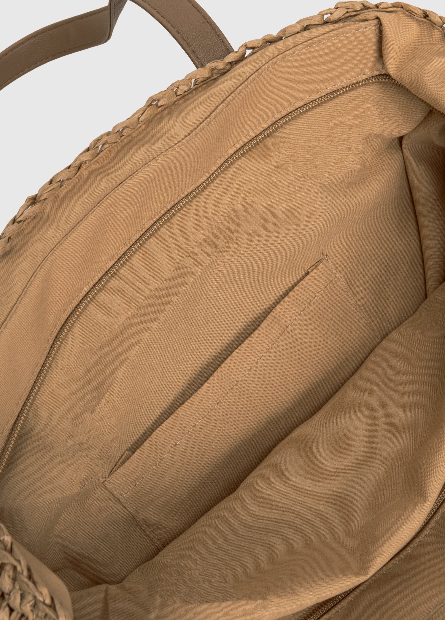 Oggo Hasır Örgü Saplı Fermuarlı Omuz Çantası