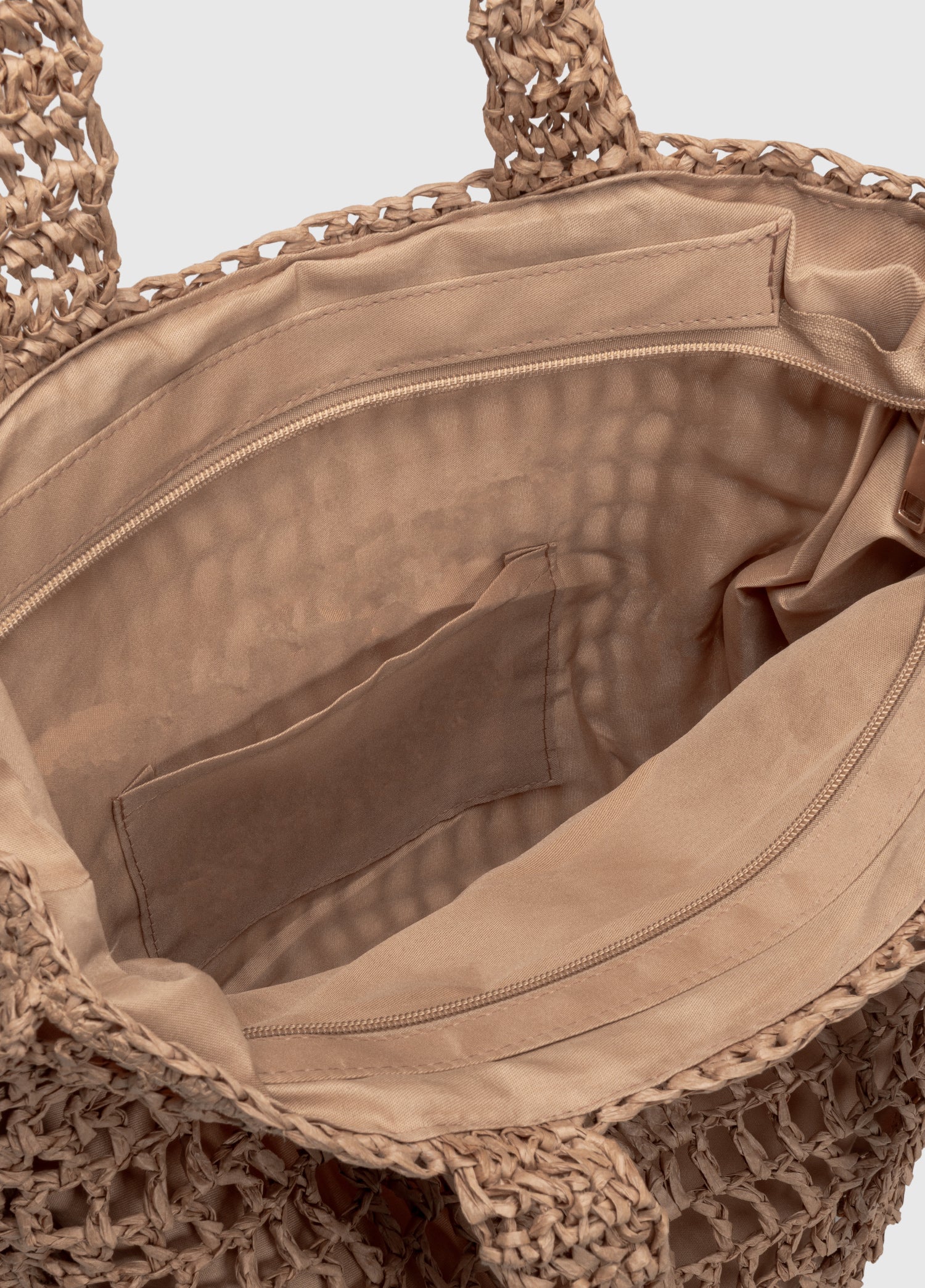 Oggo Hasır Örgü Saplı Fermuarlı Omuz Çantası