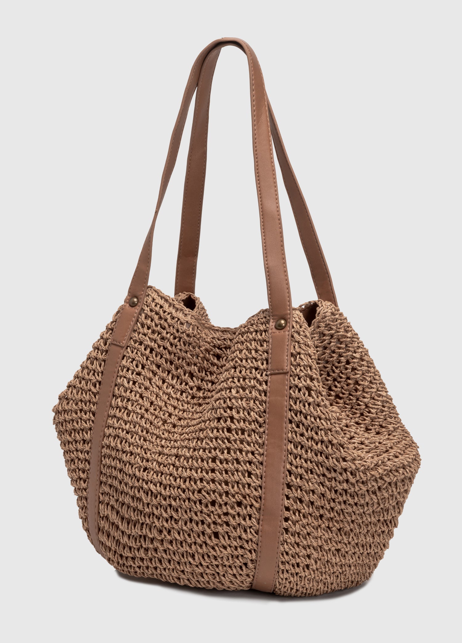 Oggo Hasır Örgü Saplı El ve Omuz Çantası