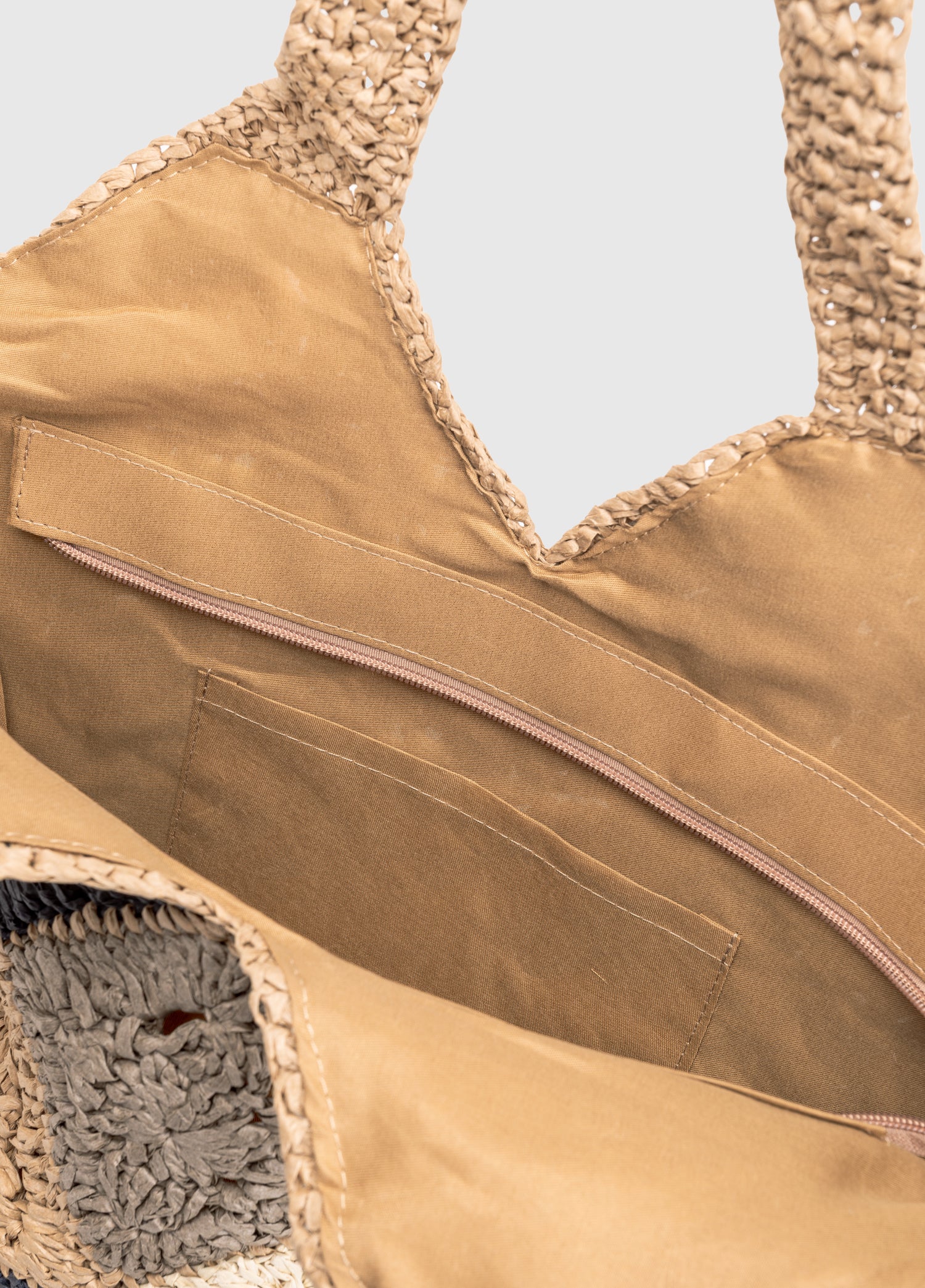 Oggo Lacivert Örgü Saplı Hasır Omuz Çantası