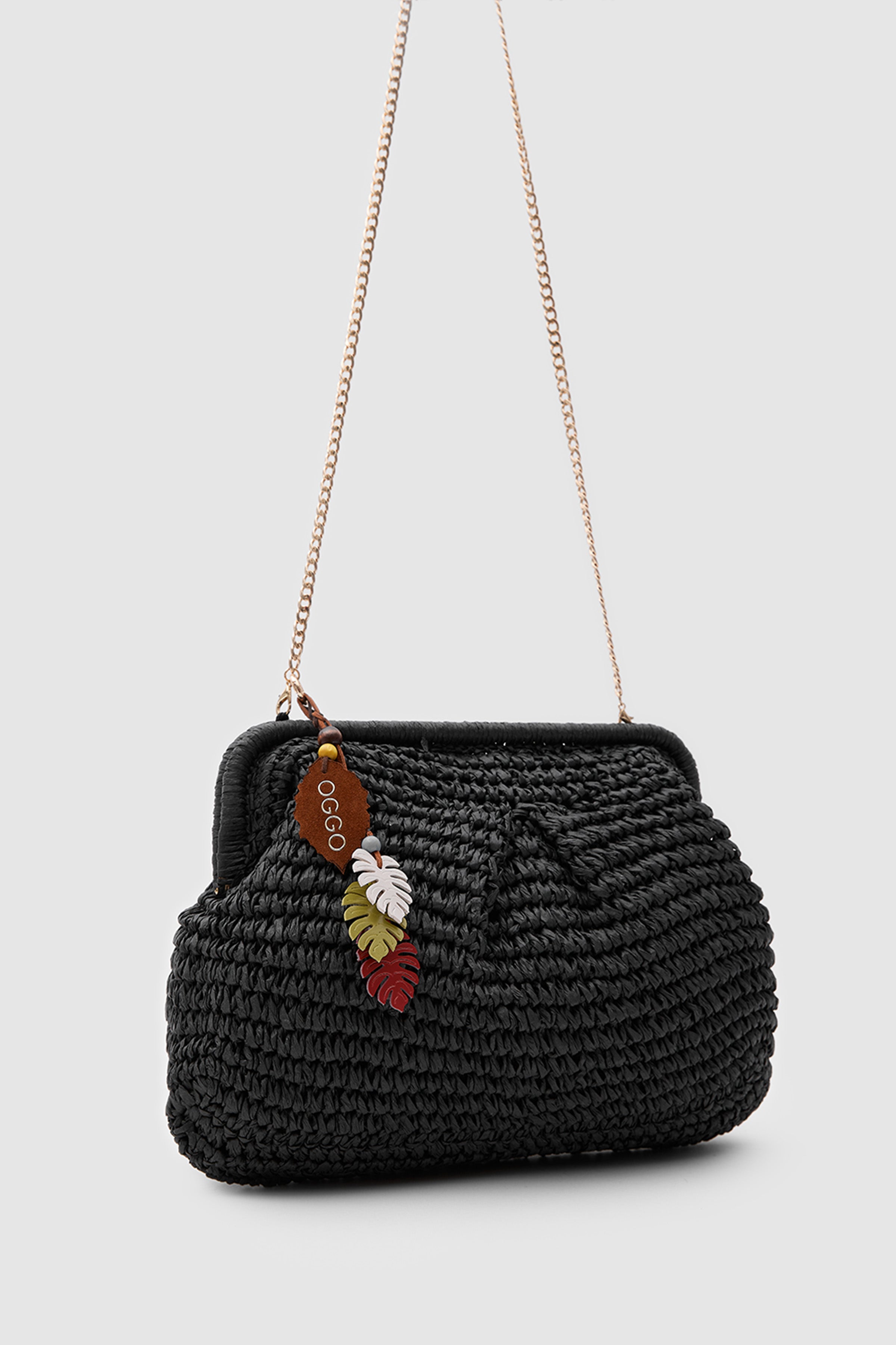 OGGO WİCKER Mono Pleat Clutch L