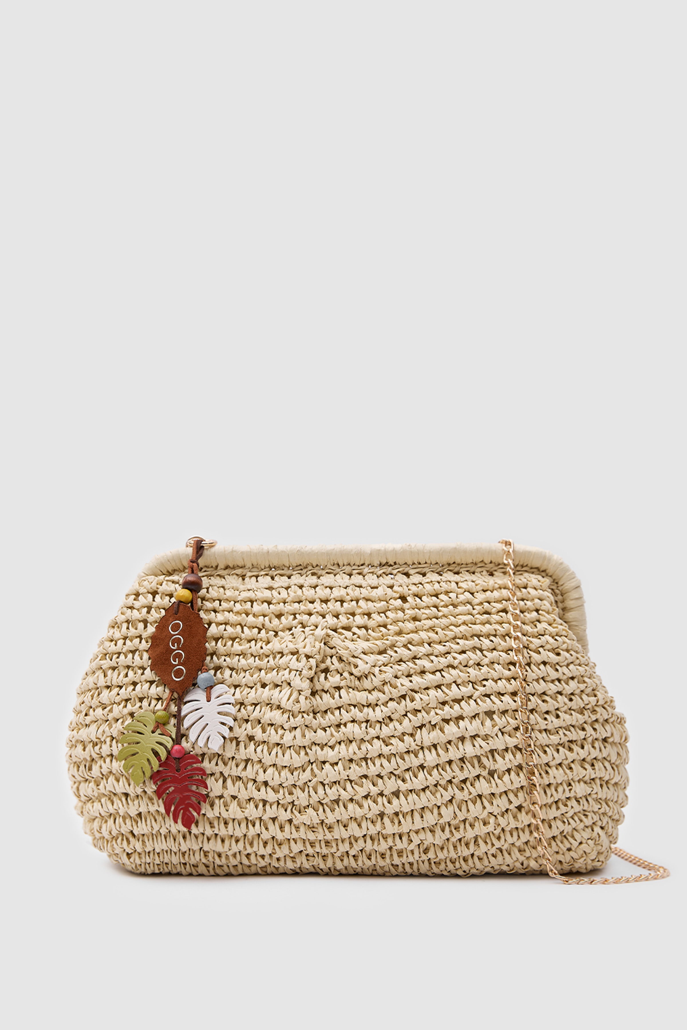 OGGO WİCKER Mono Pleat Clutch L