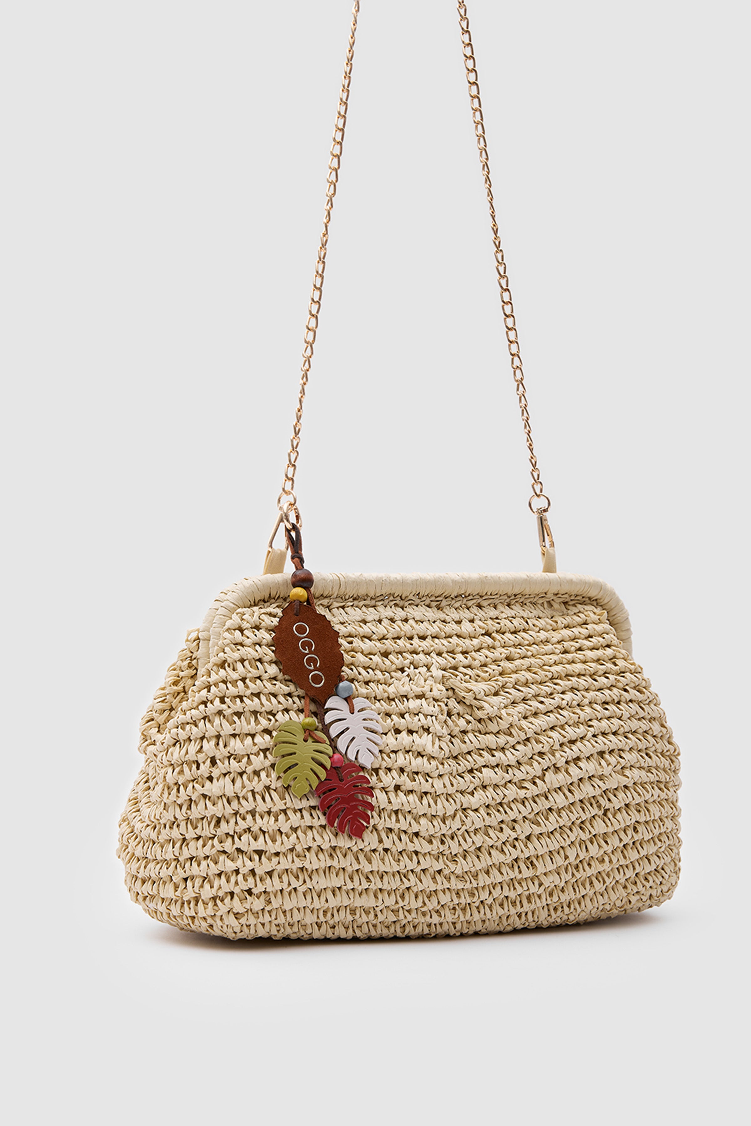 OGGO WİCKER Mono Pleat Clutch L