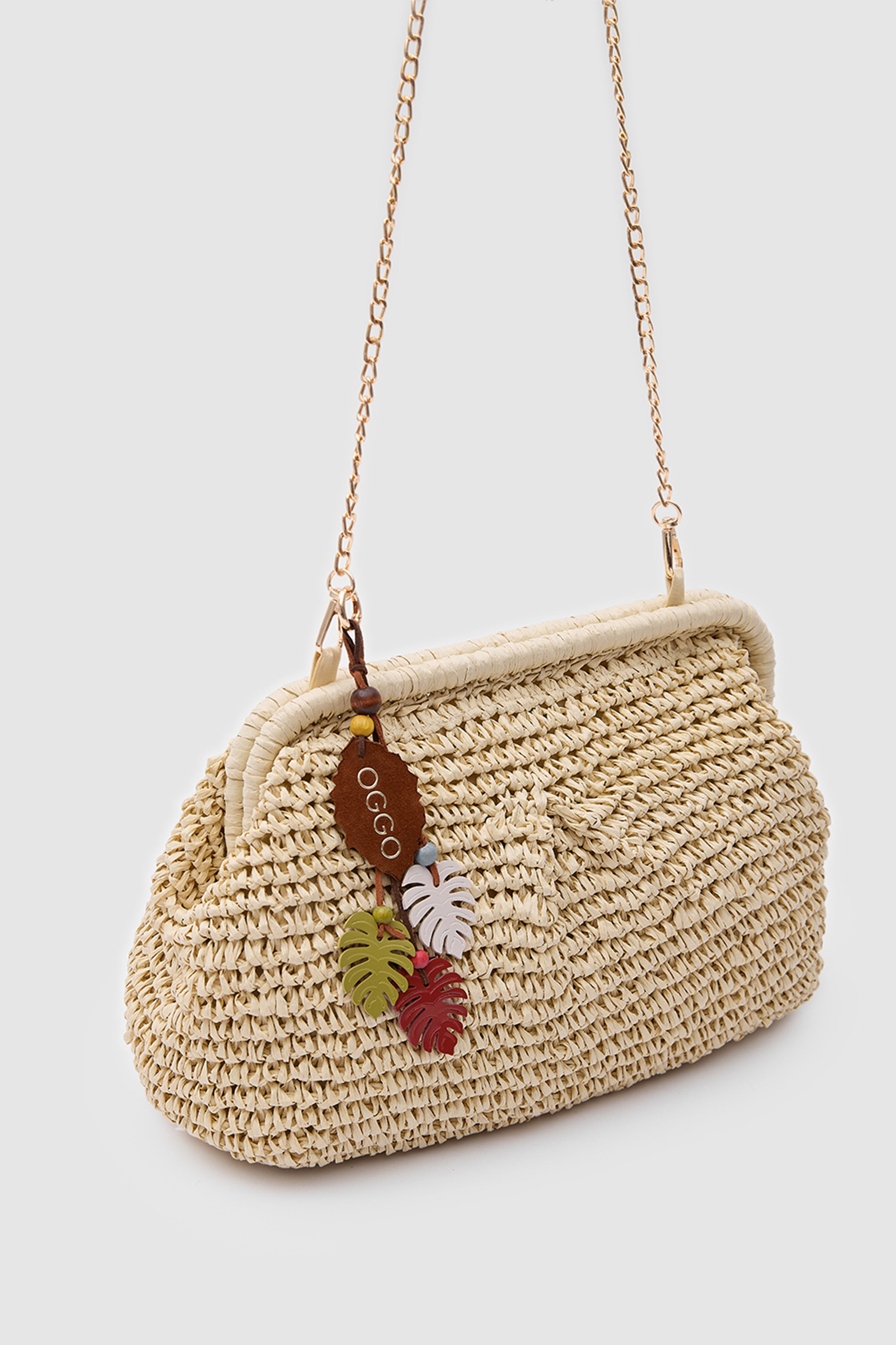 OGGO WİCKER Mono Pleat Clutch L