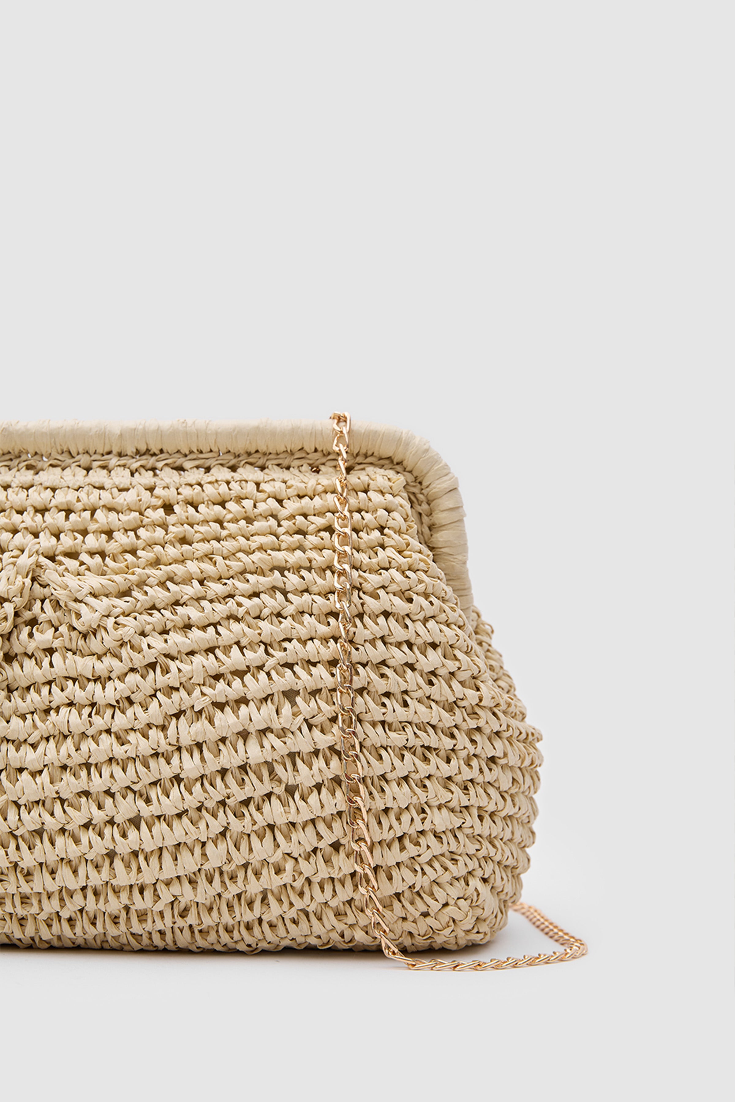OGGO WİCKER Mono Pleat Clutch L